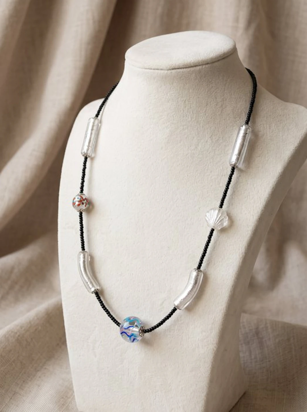 Murano glass, submerged silver - Necklace - Zanfirico