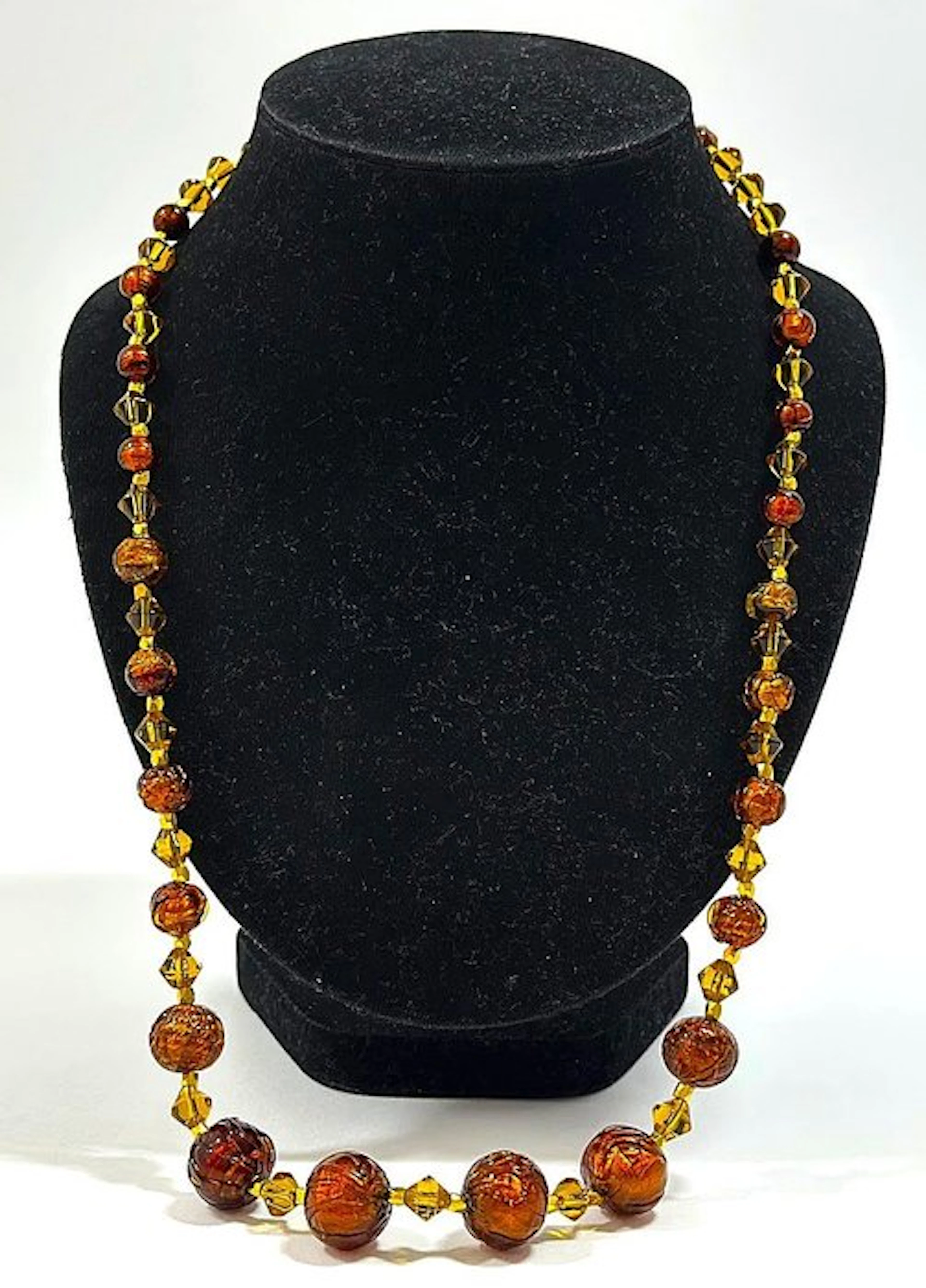 Vintage Necklace in Murano Glass – Caramel Amber color...
