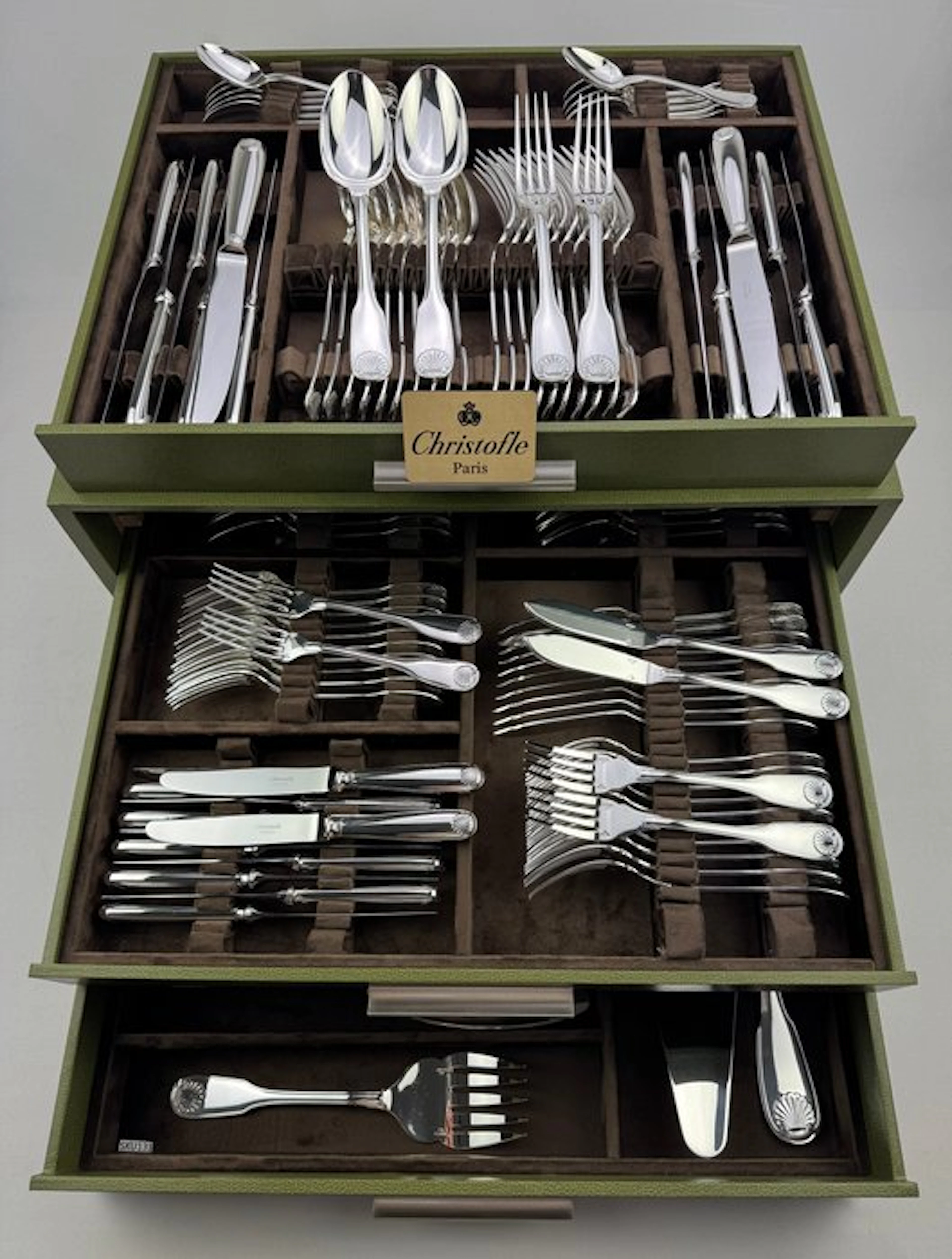 Christofle - Table service for 12 (127) - Vendôme Coquille - Silverplated