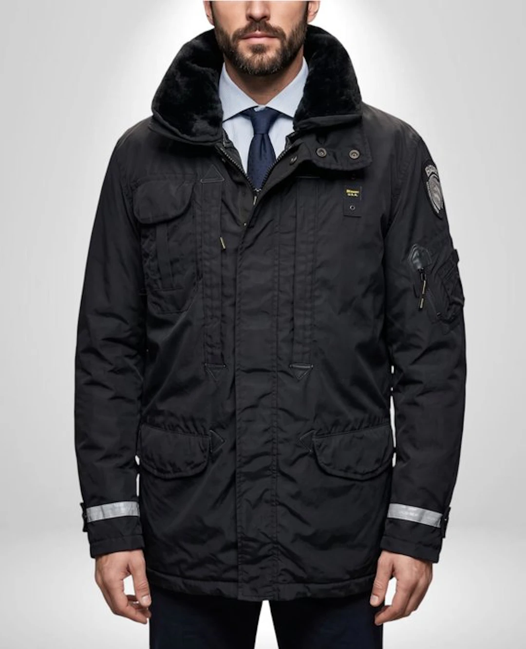 BLAUER Exclusive Aviator classic Fur Down Jacket Coat Tg