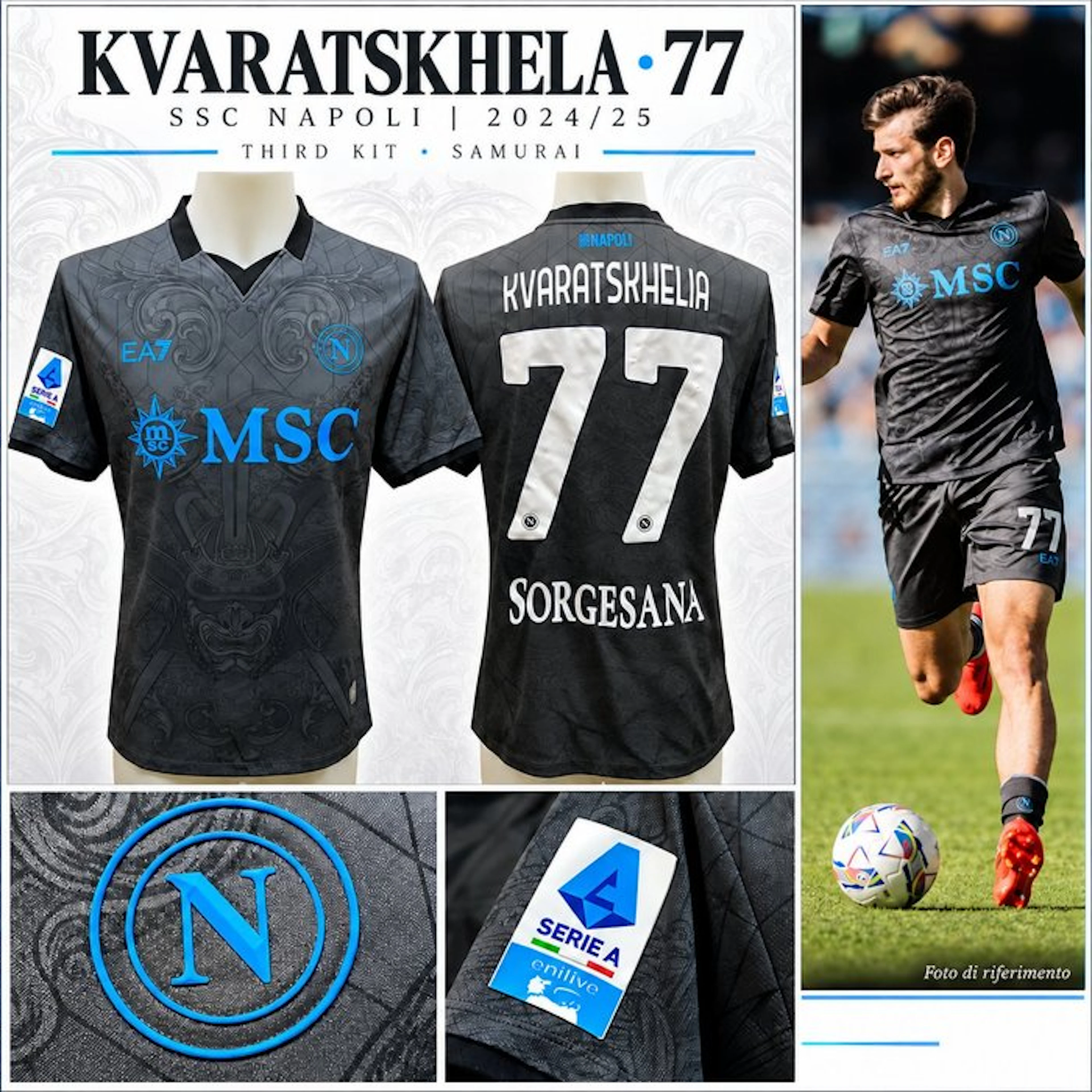 SSC Napoli – Kvaratskhelia 77 – Maglia Samurai EA7...