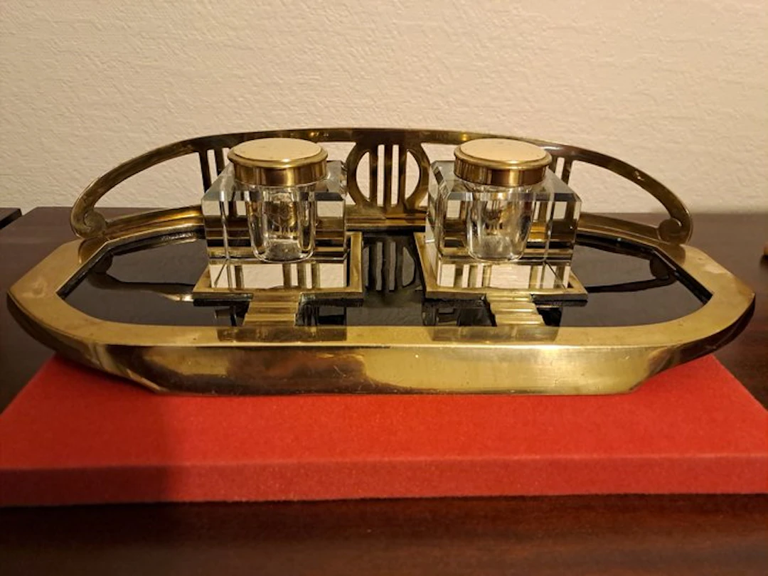 Desk set - ENSEMBLE DE BUREAU ancien Art déco support...