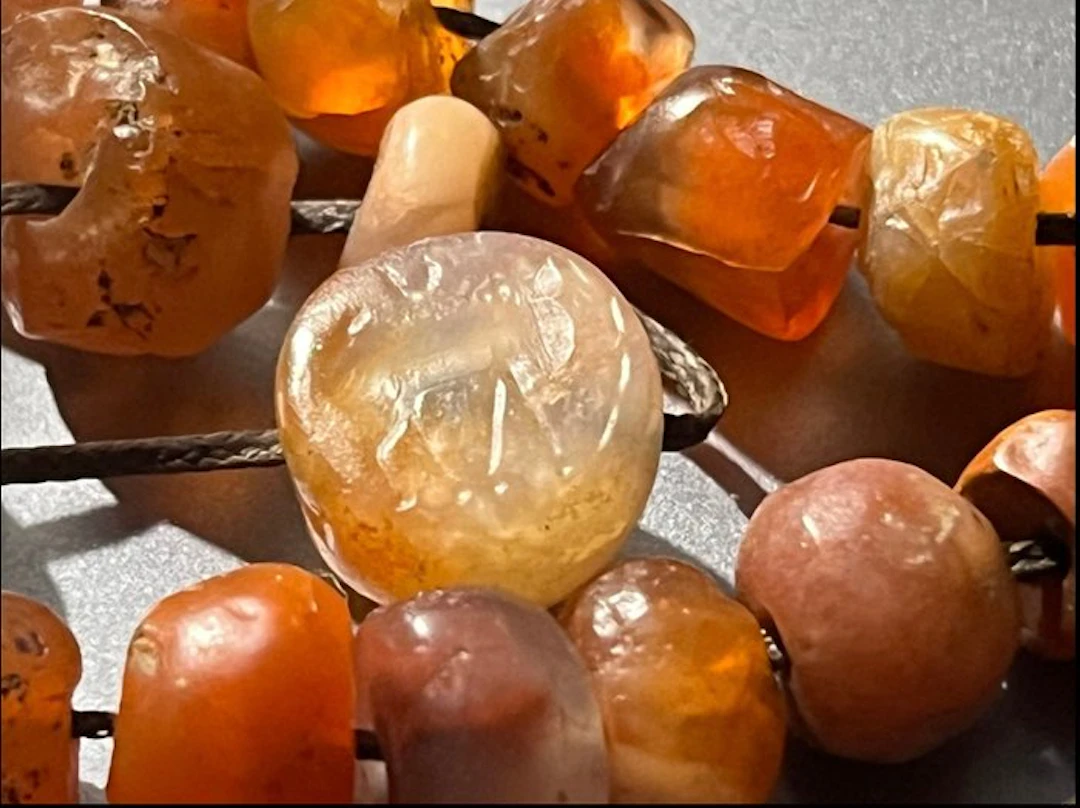 Sasanian Stone Seal with an animal in a collar of agate beads