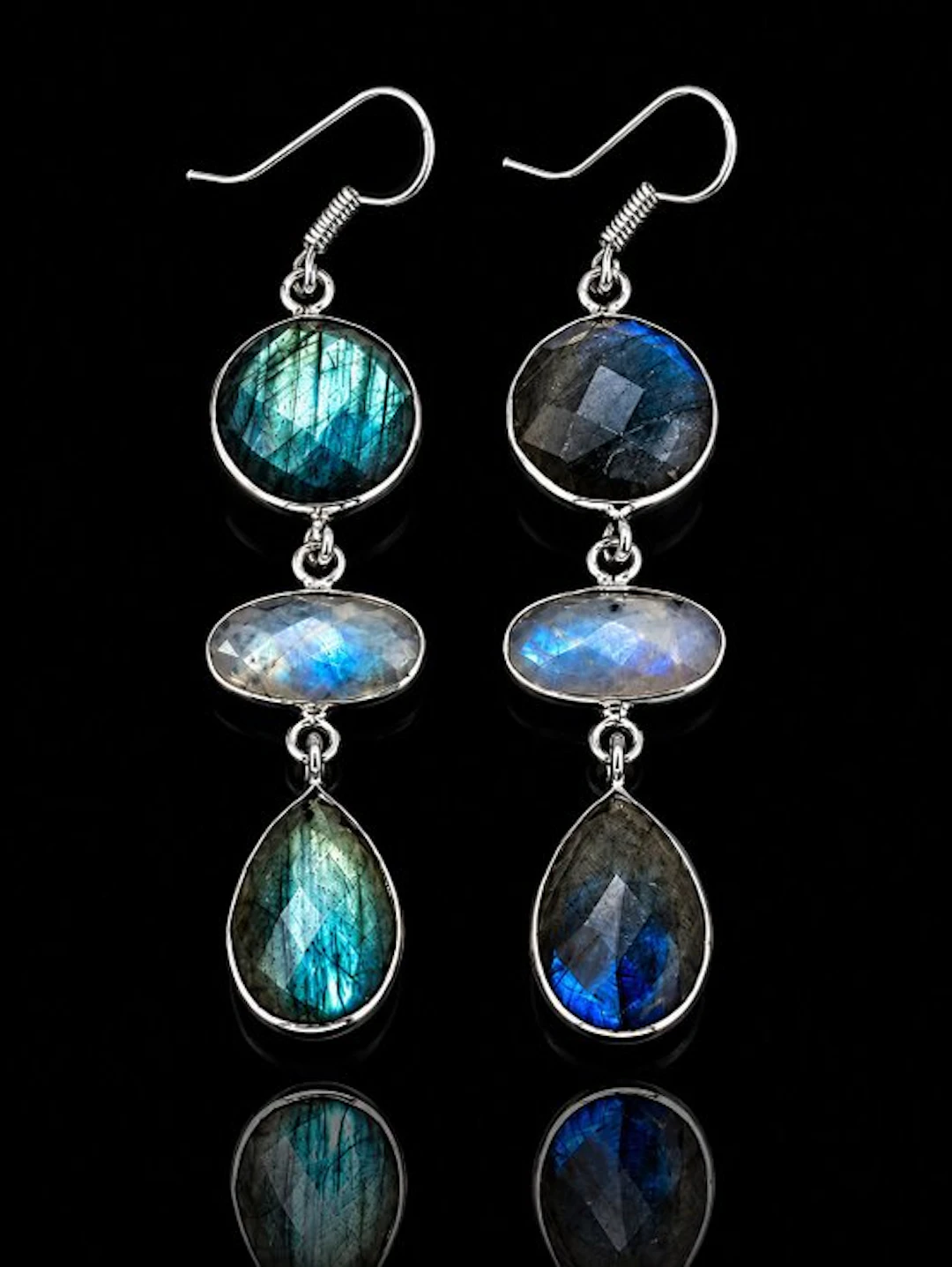 Exquisite Labradorite and Natural Moonstone Earrings