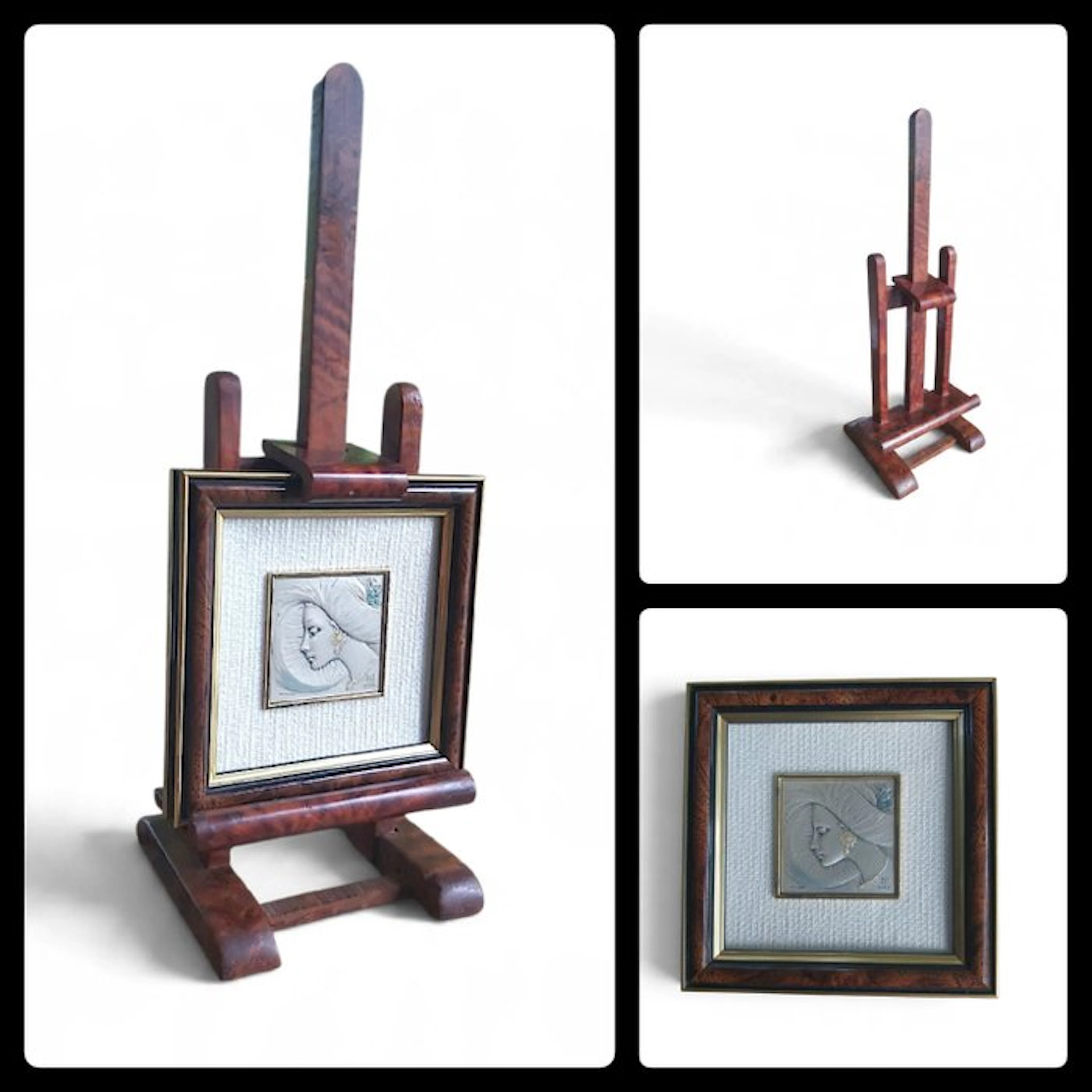 Easel (2) - .925 silver - Walnut burl / Silver