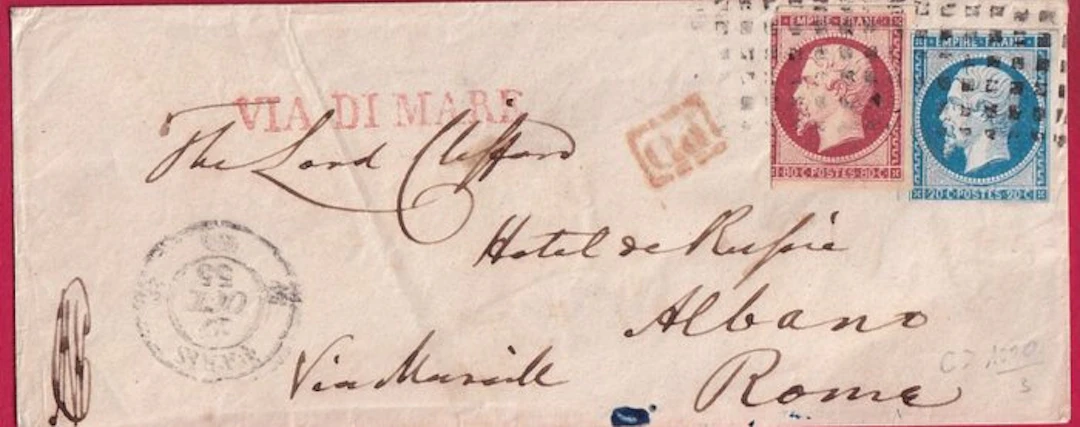 France - Ancient Italian States 1855 - Envelope Paris →...
