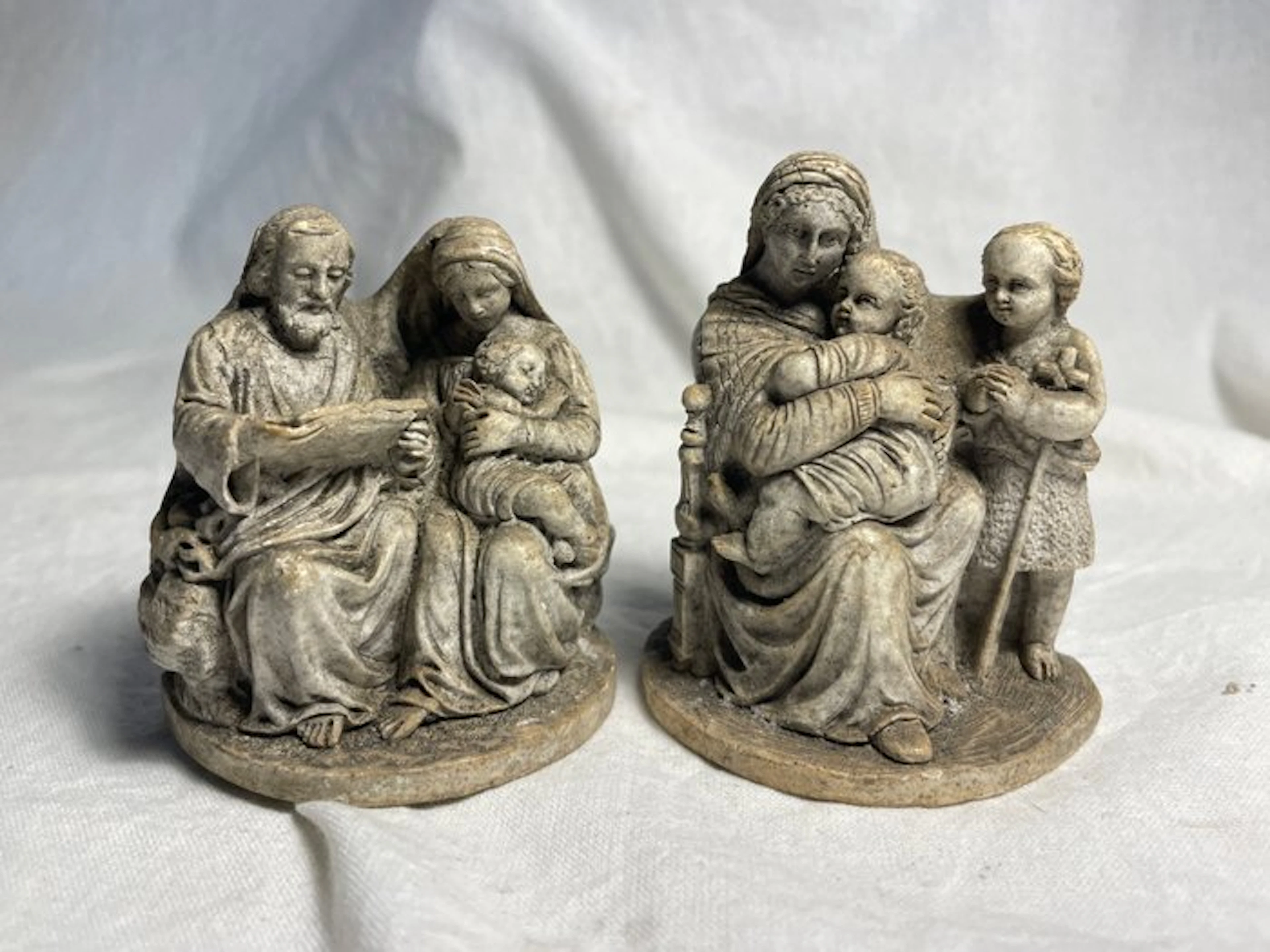 Statuette, Sainte Famille & Vierge à la Chaise d'après Raphaël - 7 cm - Plaster