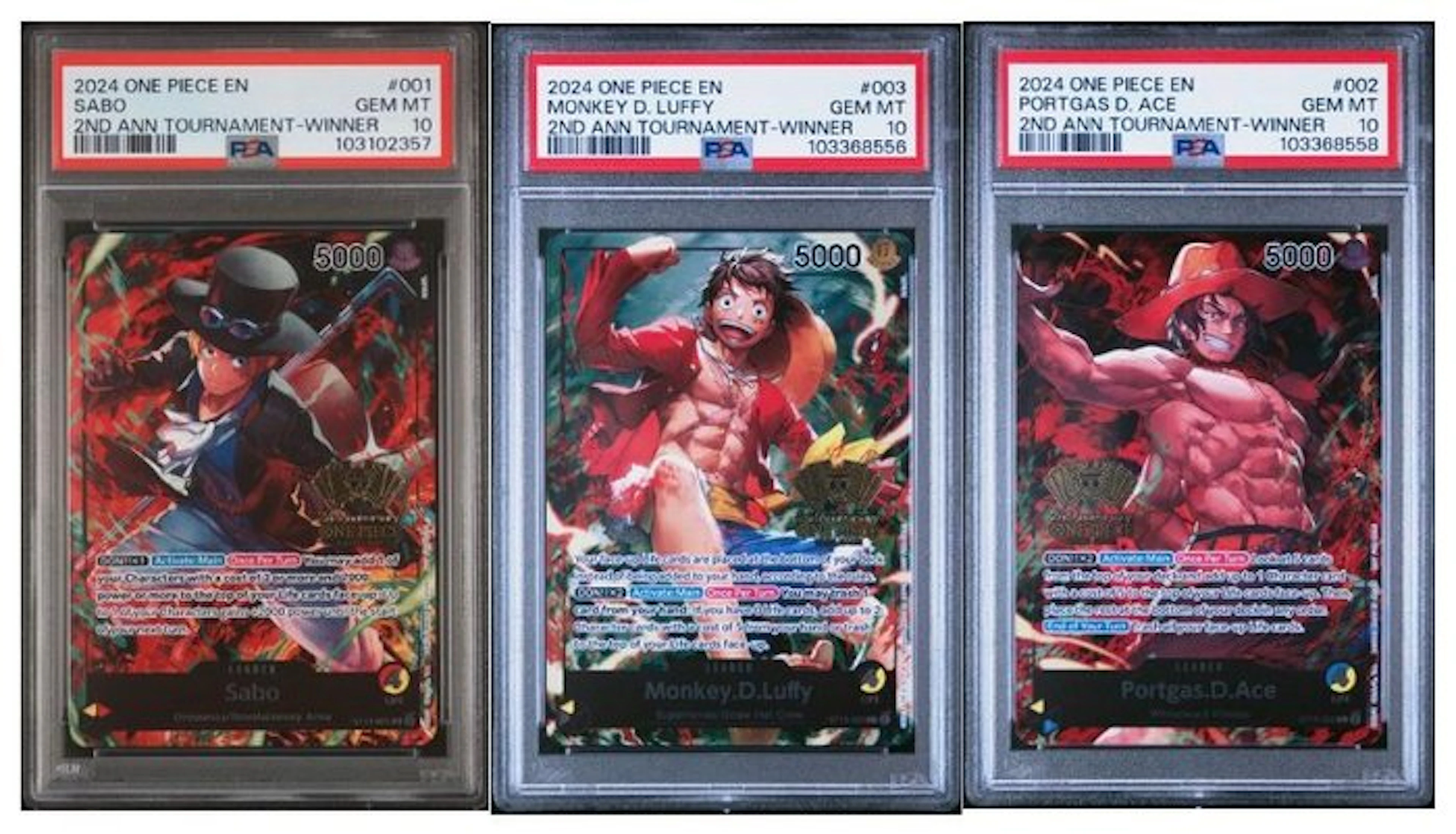 Bandai - 3 Graded card - One Piece 2nd Anniversary...