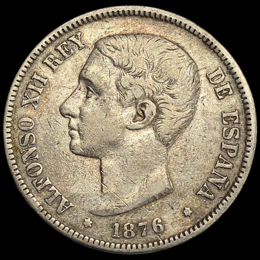Spain. Alfonso XII. 5 Pesetas 1876 DEM *18-76* (No reserve price)
