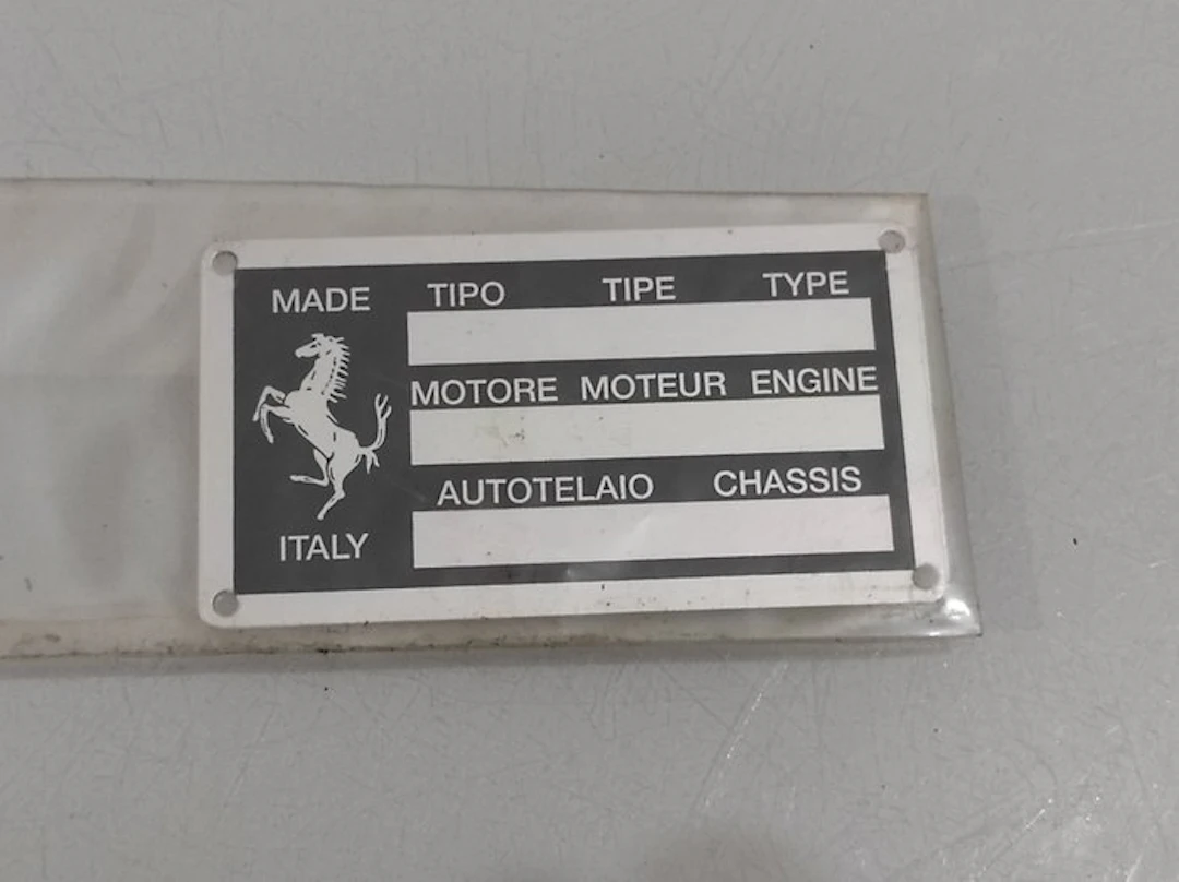 Ferrari chassis plate (identification tag) - Ferrari...