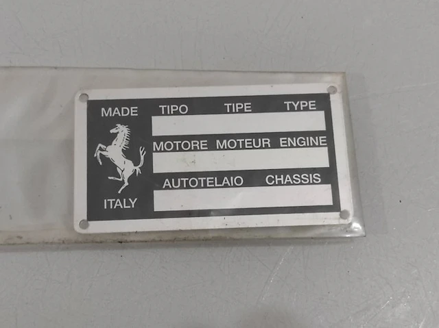 Ferrari chassis plate (identification tag) - Ferrari...