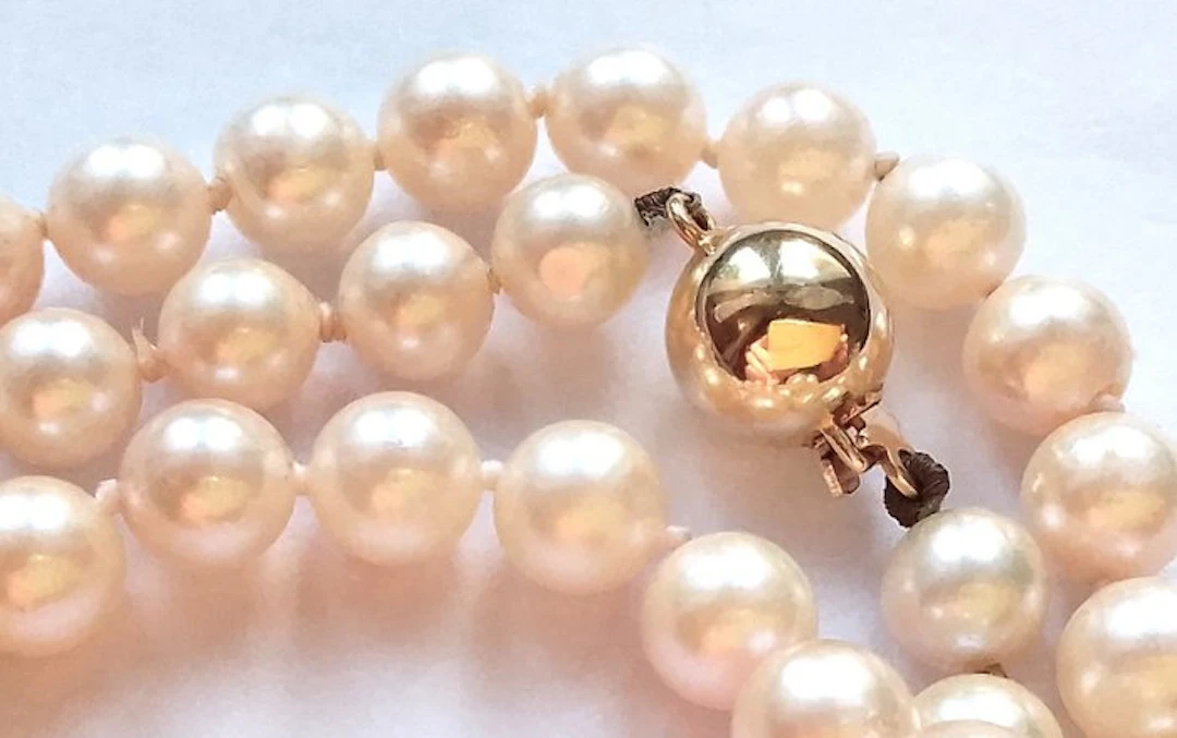 No reserve price - String of beads 14 kt yellow gold - cultured pearls