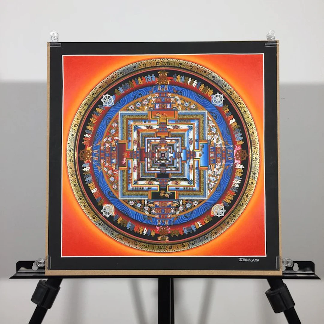 35 cm - 24 Kt Gold Details - Refined Painting of Tibetan...