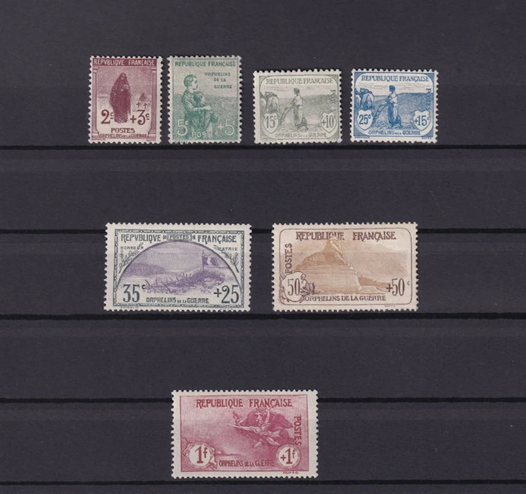 France 1917/1918 - Valuation €1400; first-series orphan. - Yvert n°148/154