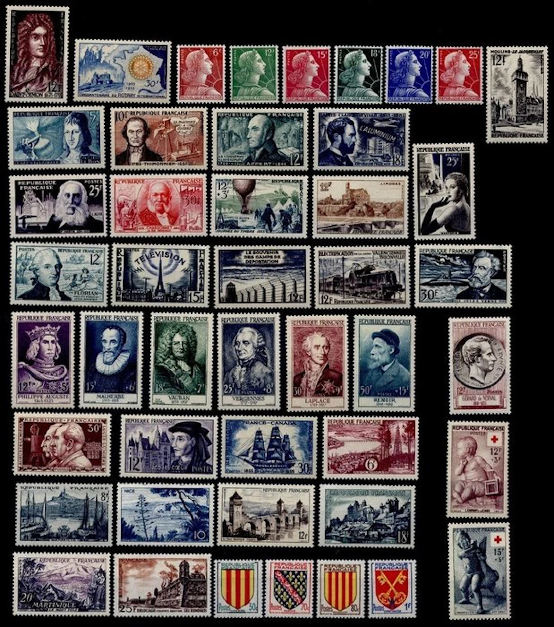 France 1955/1959 - Consecutive lot of 5 full years
