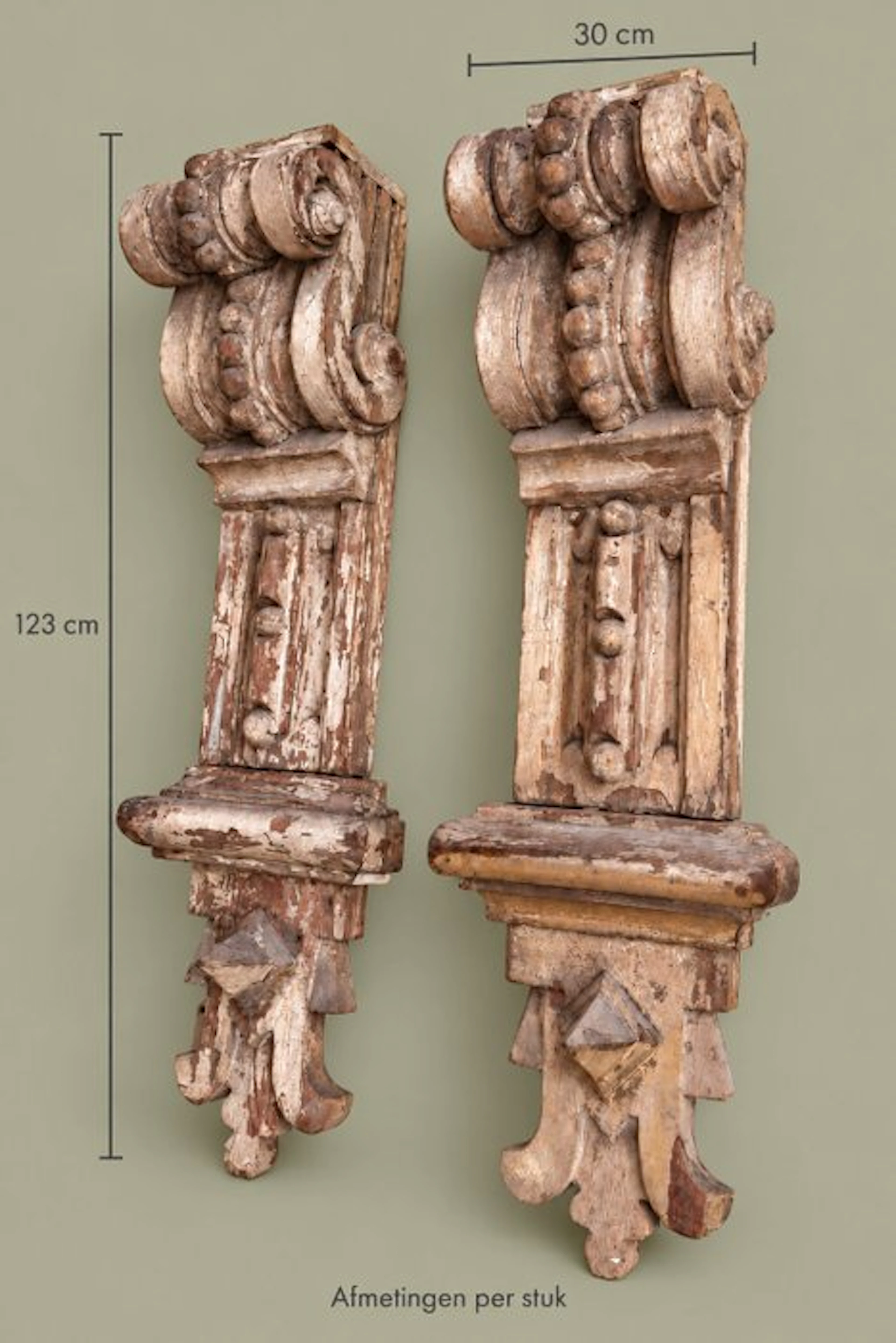 Baroque style Architectural ornament (2) - 1780–1820 - Large castle consoles