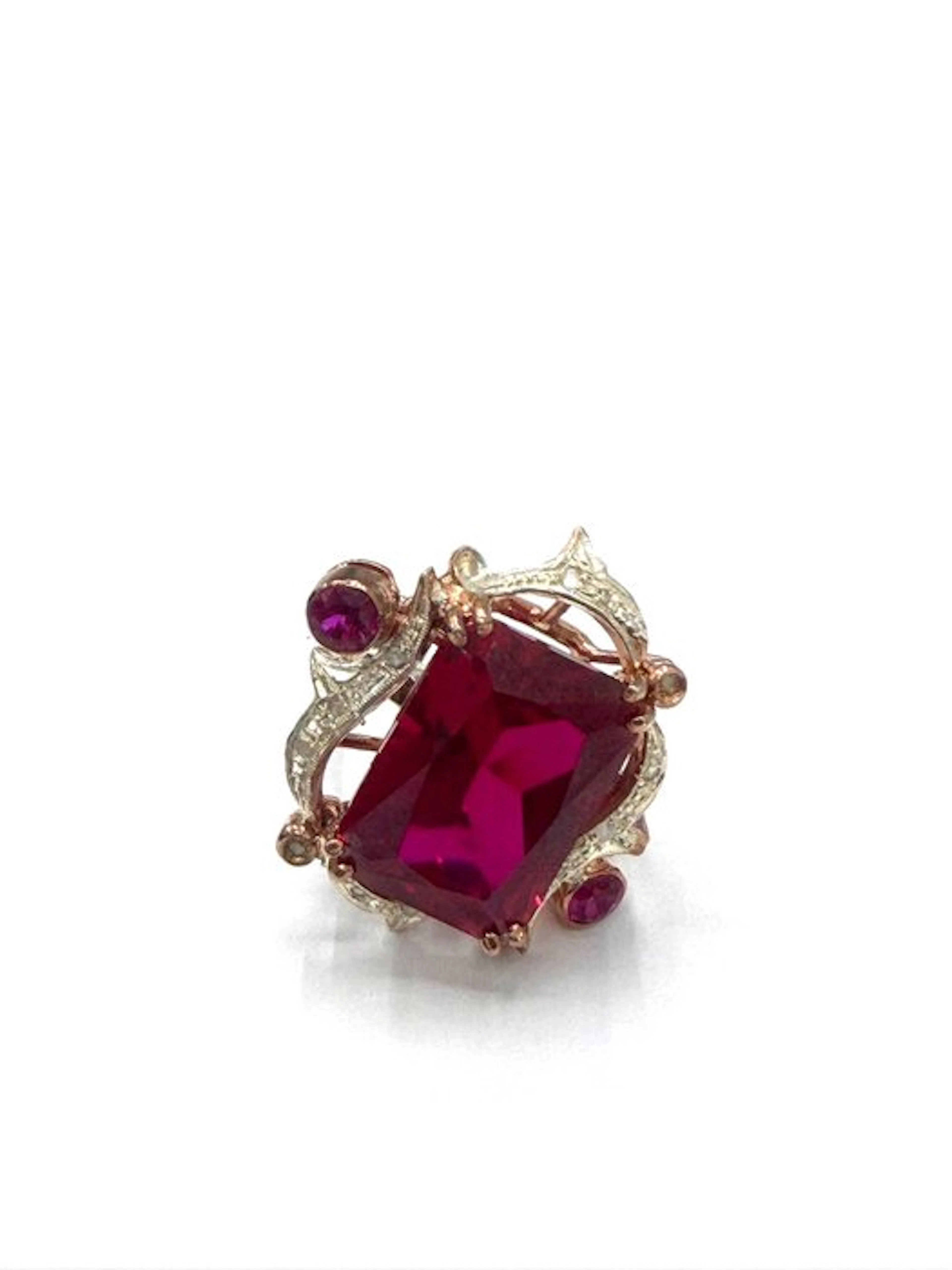 No reserve price - Ring - 9 kt. Rose gold, Silver Spinel - Diamond