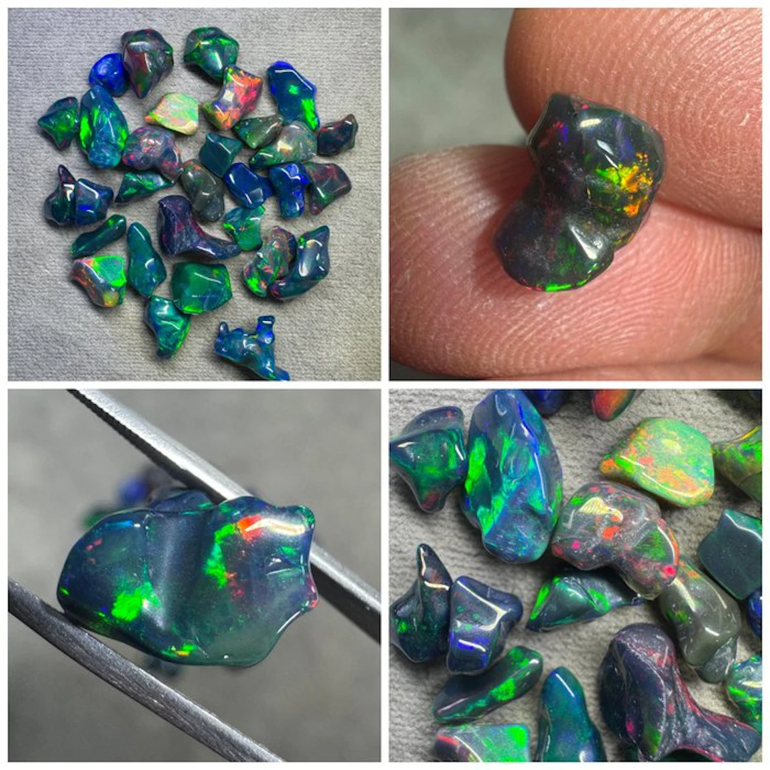 Lot of 50 ct of raw and polished black opals from Ethiopia - No reserve! Brutes