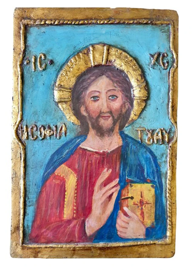 Icon - Christ Pantocrator - Wood - Hand-painted - 25 x 38 cm