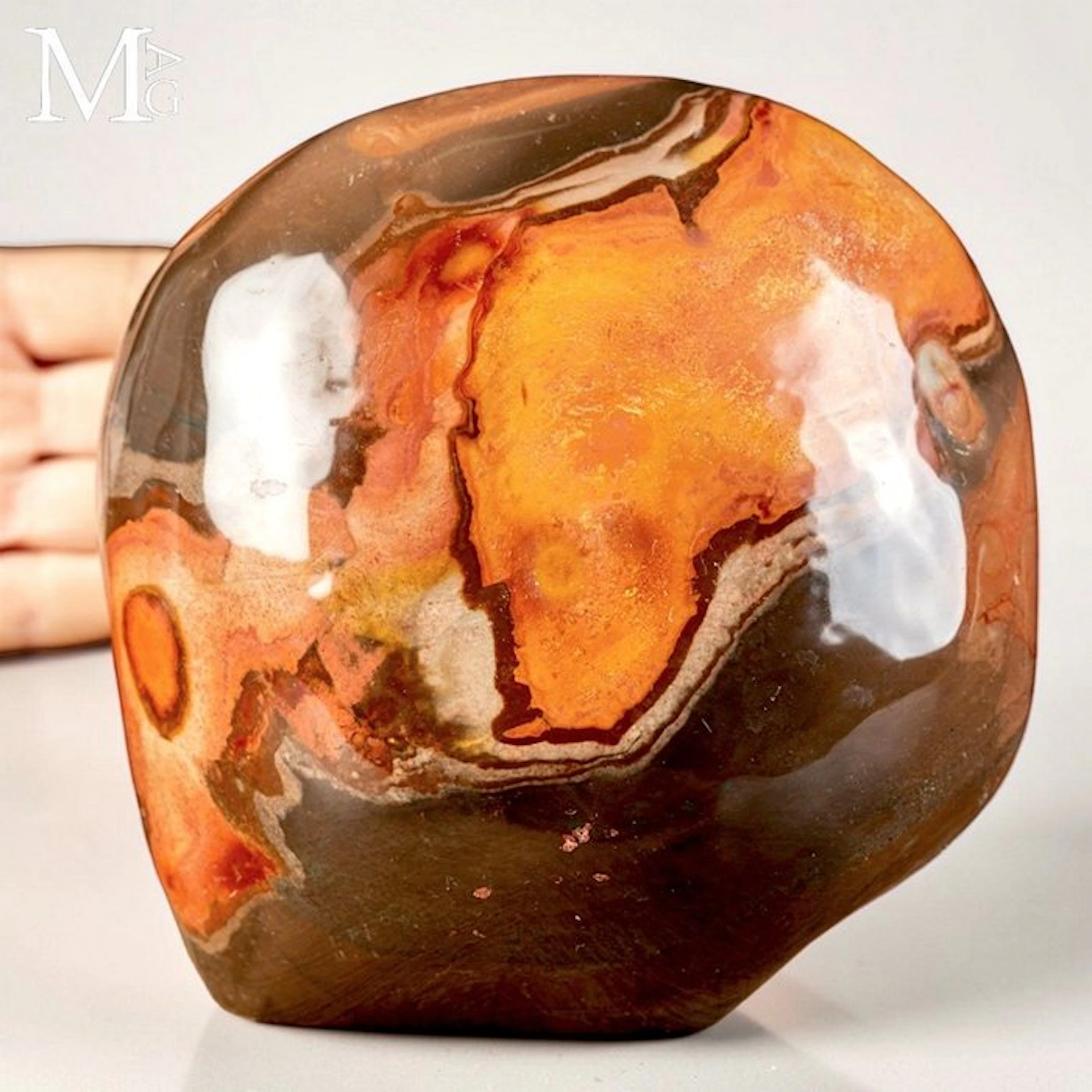 Free Form Polychrome Jasper with fiery orange and earthy...