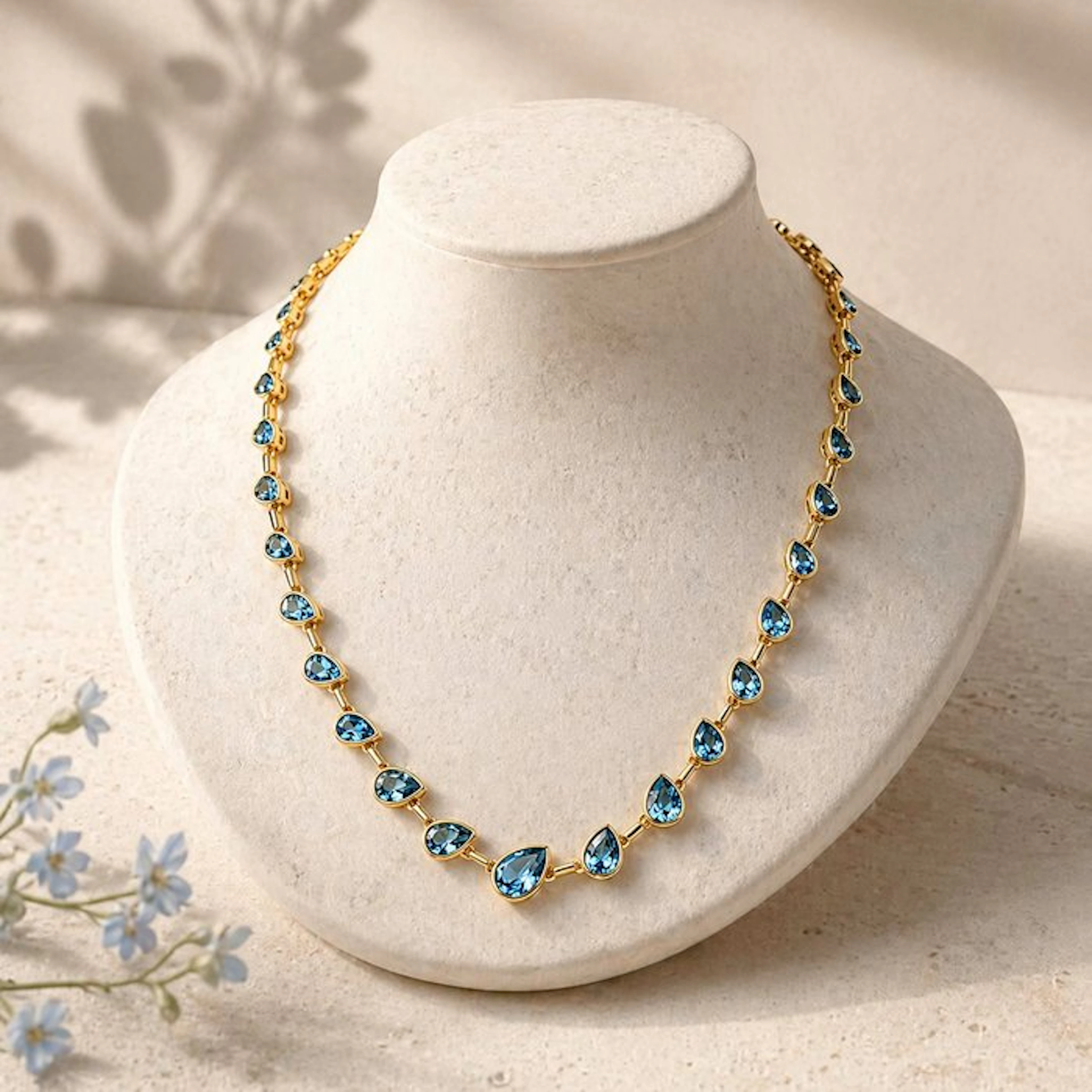 No reserve price - Necklace Silver - Topaz - Certified
