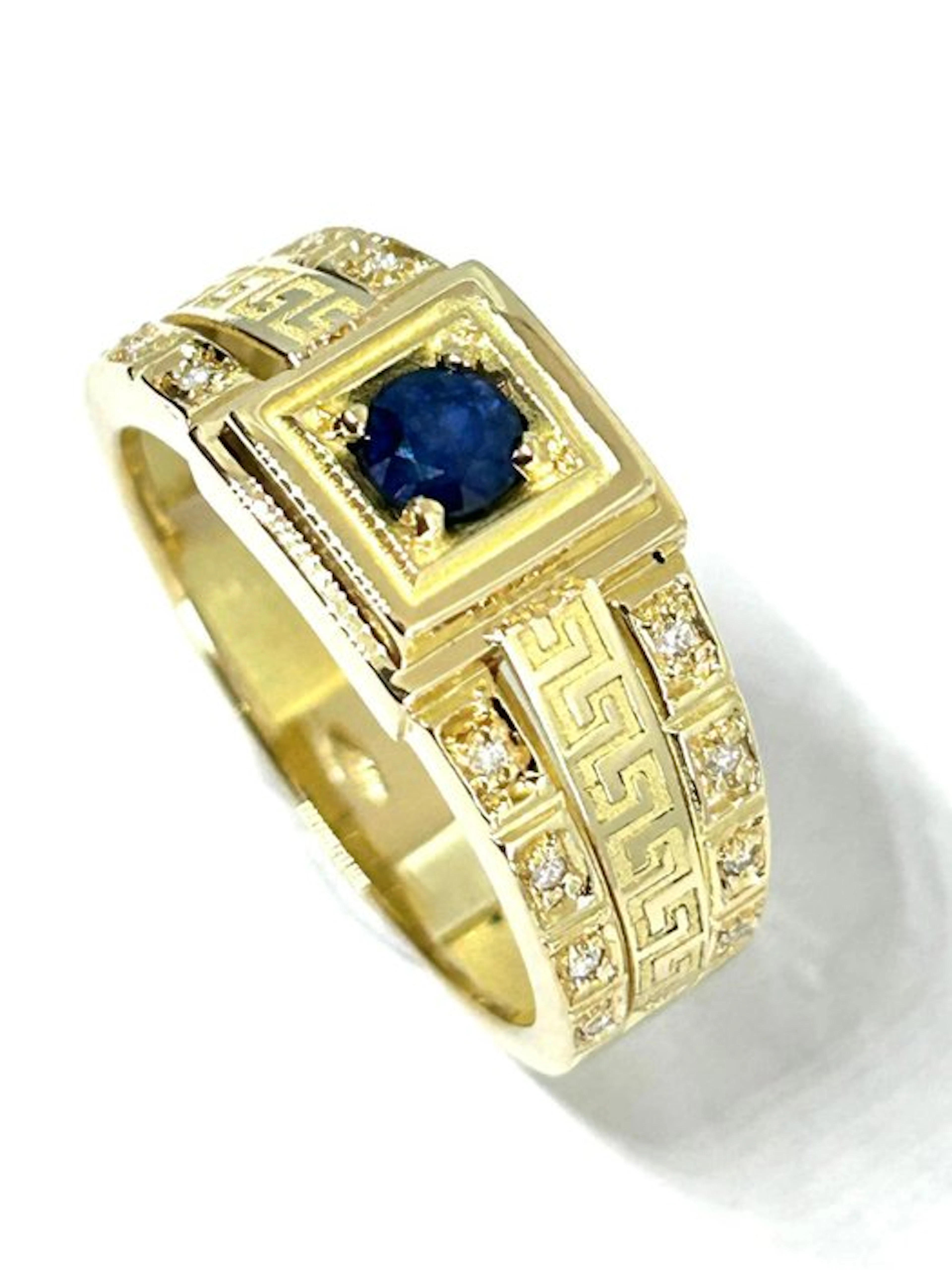 Ring - 18 kt. Yellow gold - 0.46ct. tw. Sapphire - Diamond