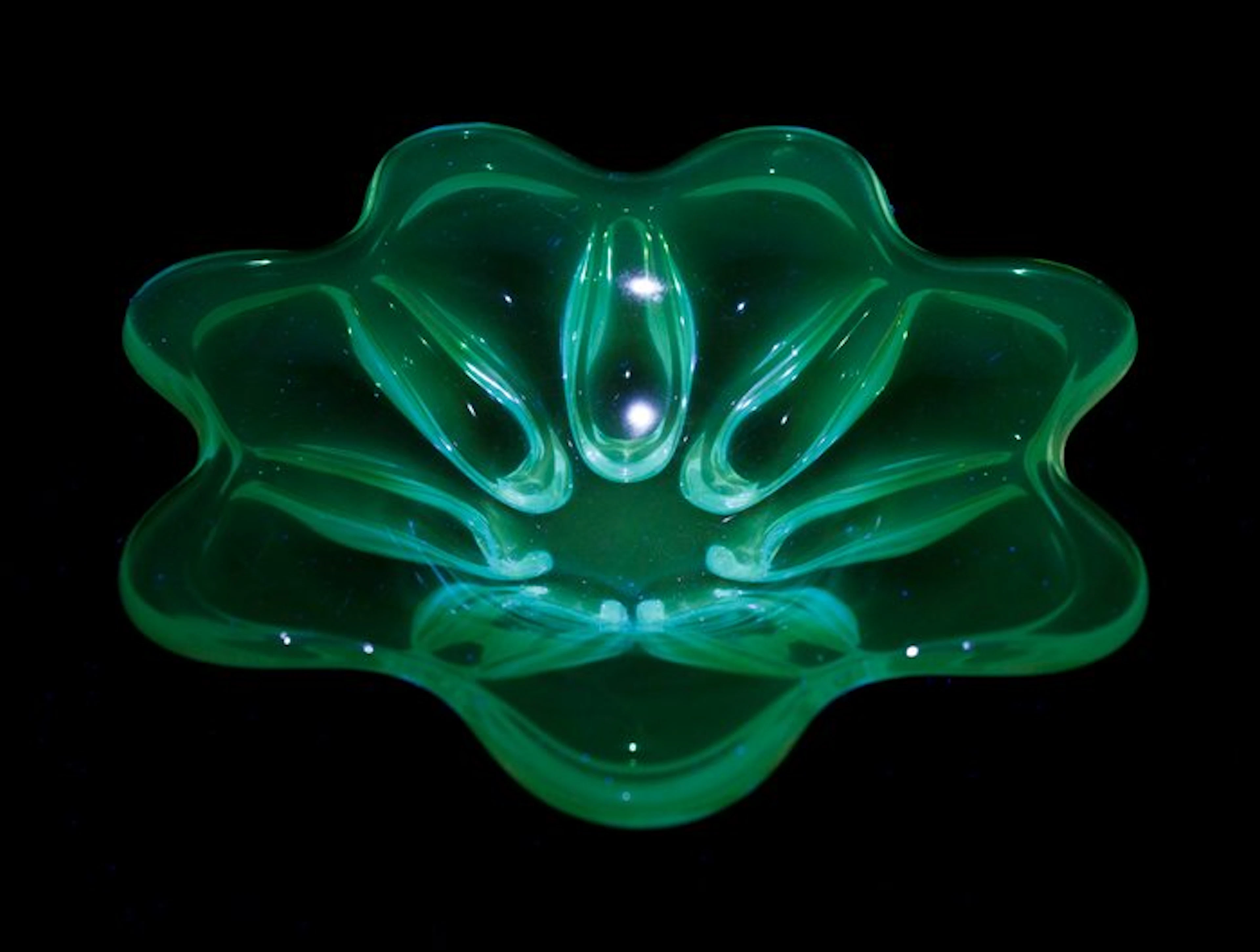 Josef Hospodka Style - Vintage Massive Glass Dish 2kg, Uranglas - Dish - Glass
