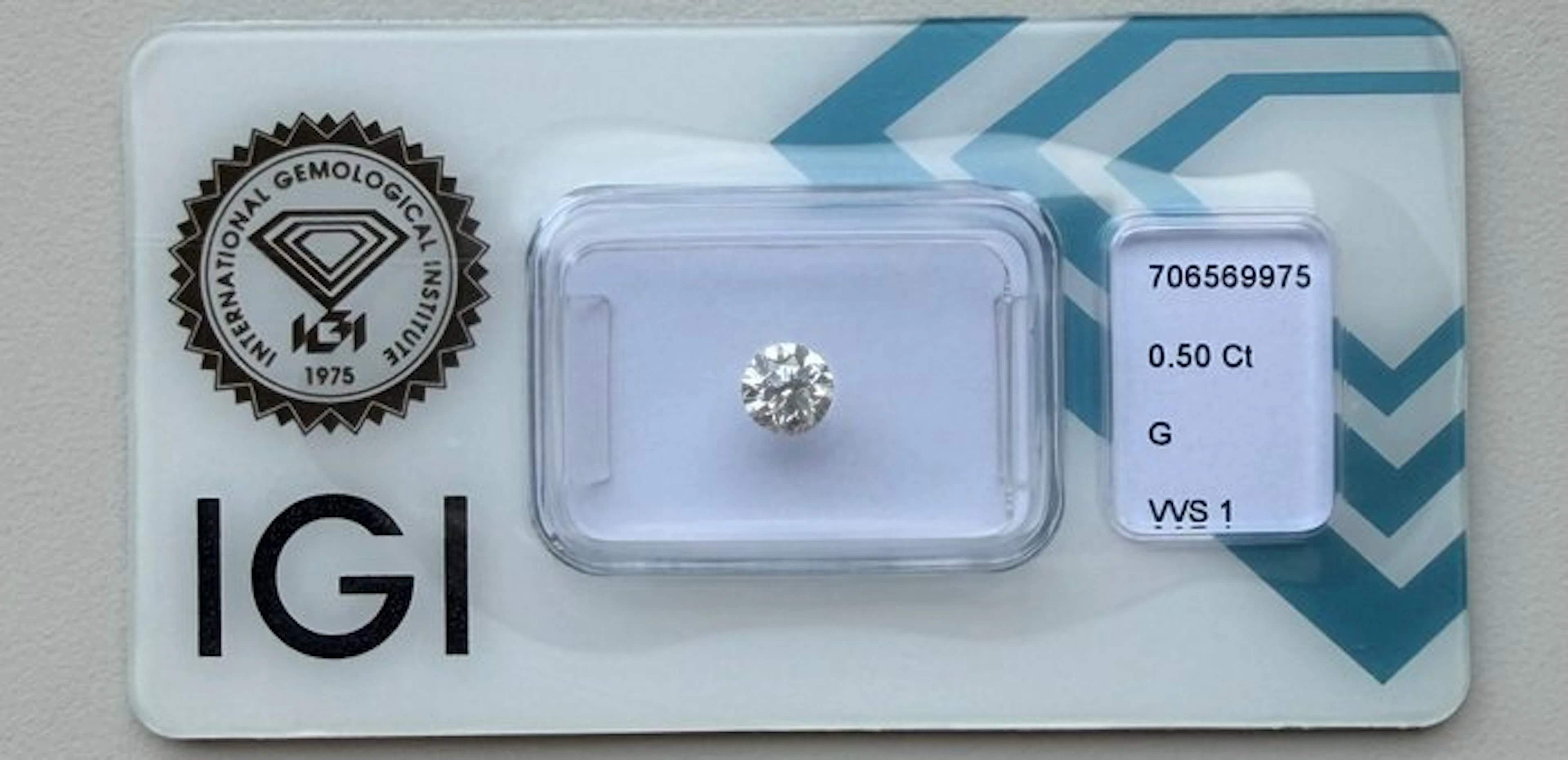 1 pcs Diamond (Natural) - 0.50 ct - Round - G - VVS1...