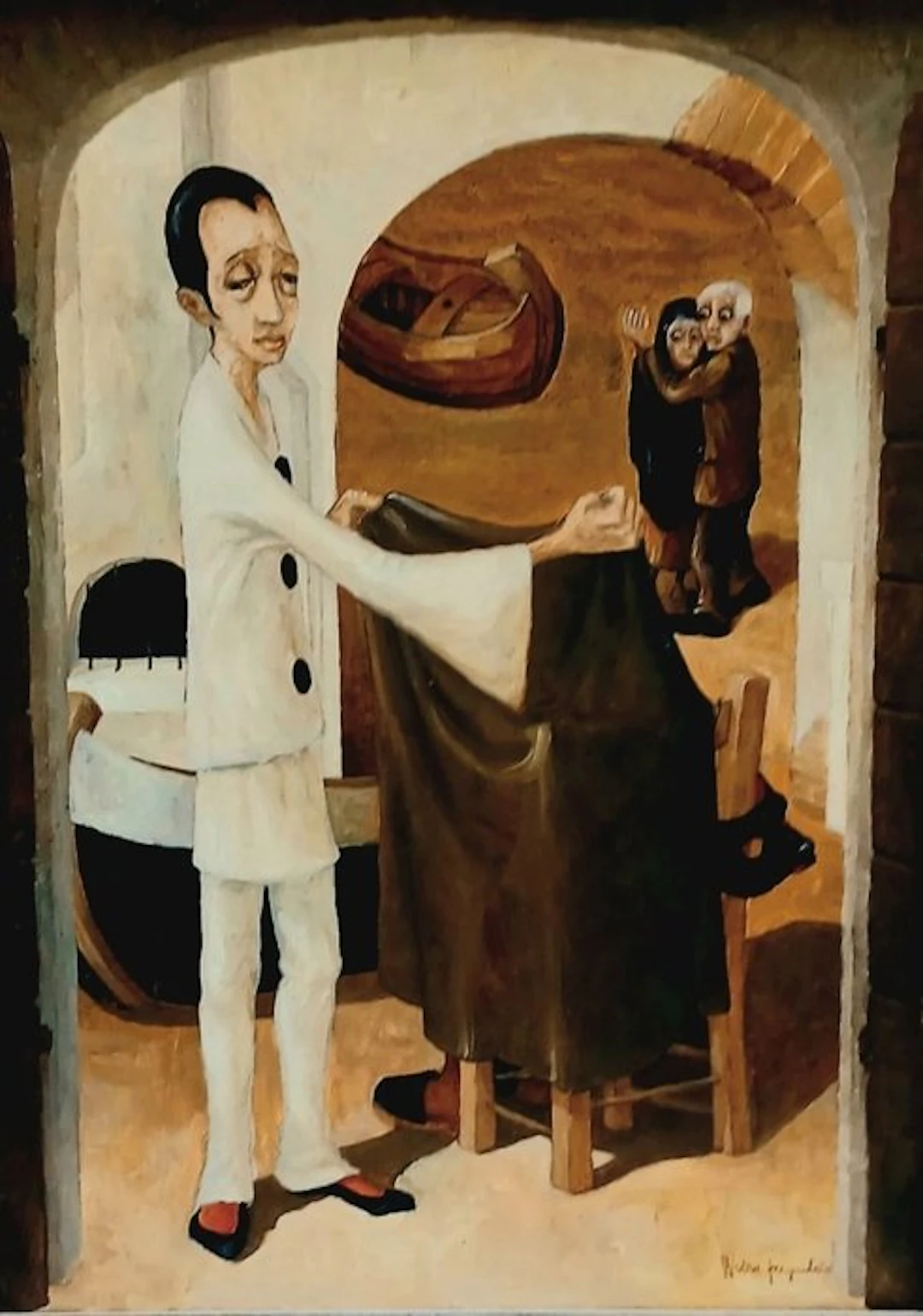 Walter Pregnolato (1931-1989) - Scorcio di Chioggia con personaggi