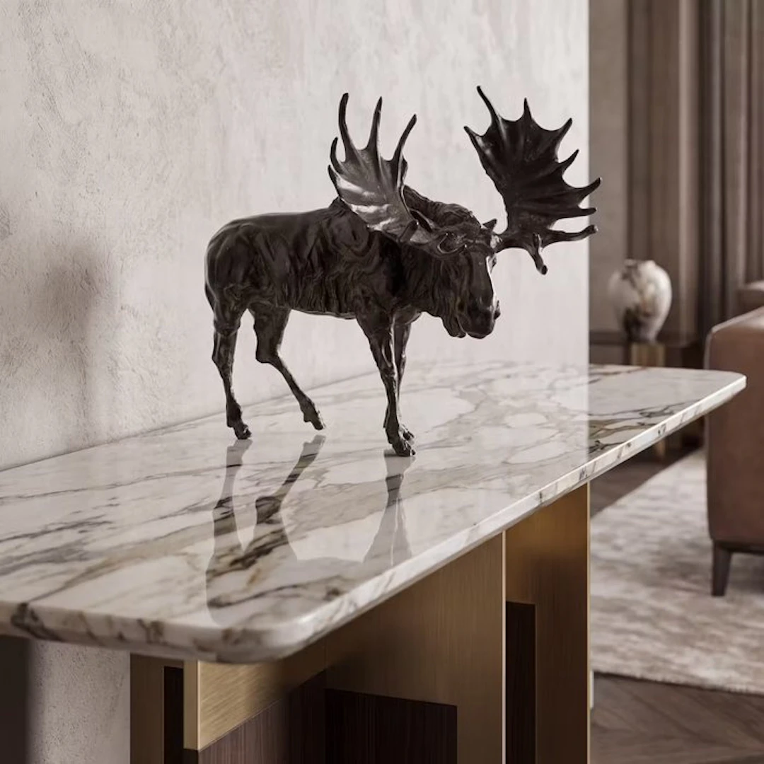 Statue, Exclusief sculptuur van een eland 30.5 cm - 25.5 cm - Bronze