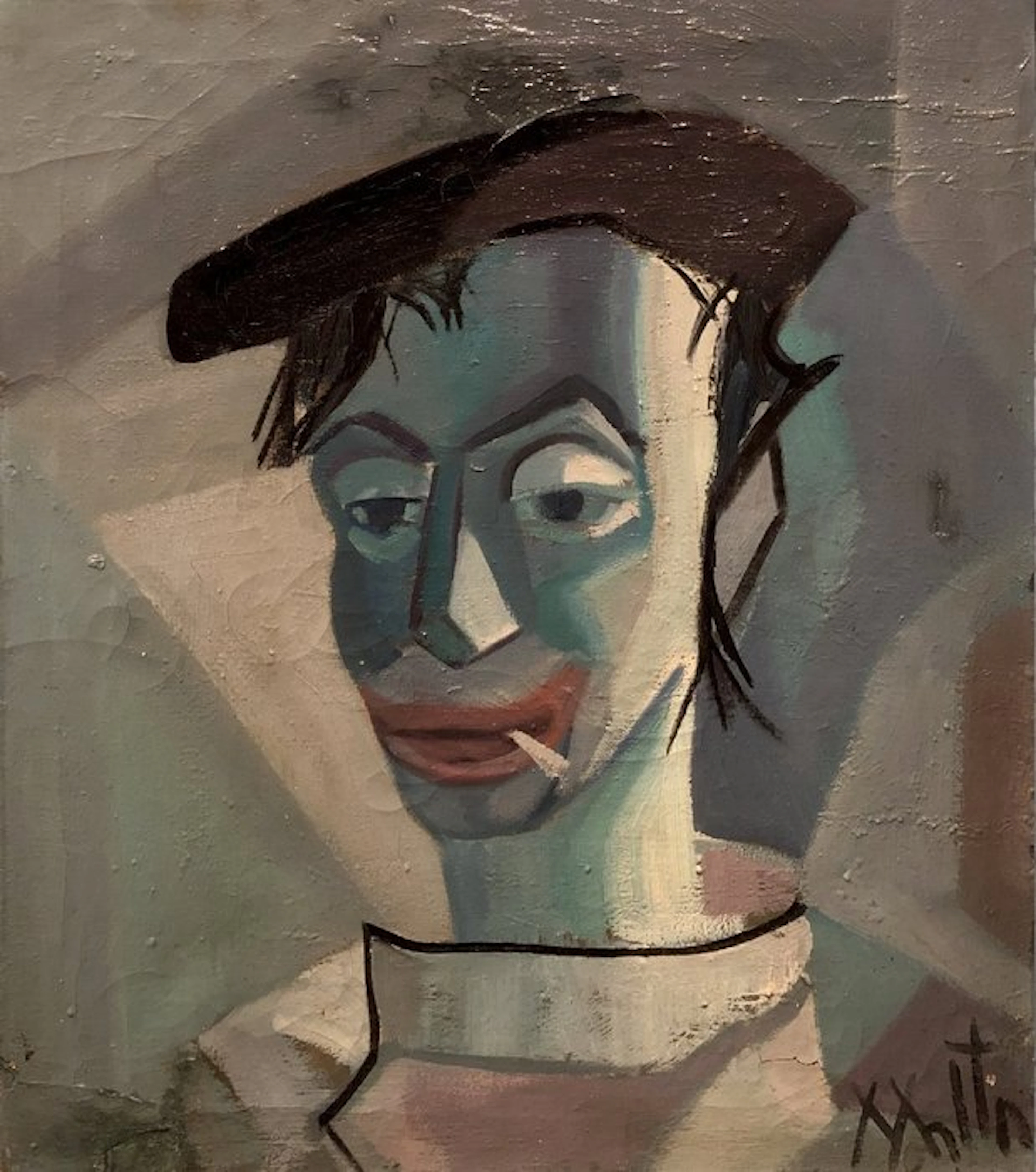 José Martín Hidalgo (1943) - Portrait de Clown à la Cigarette