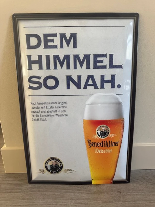 Benediktiner Weissbier – Large metal embossed advertising sign – approx