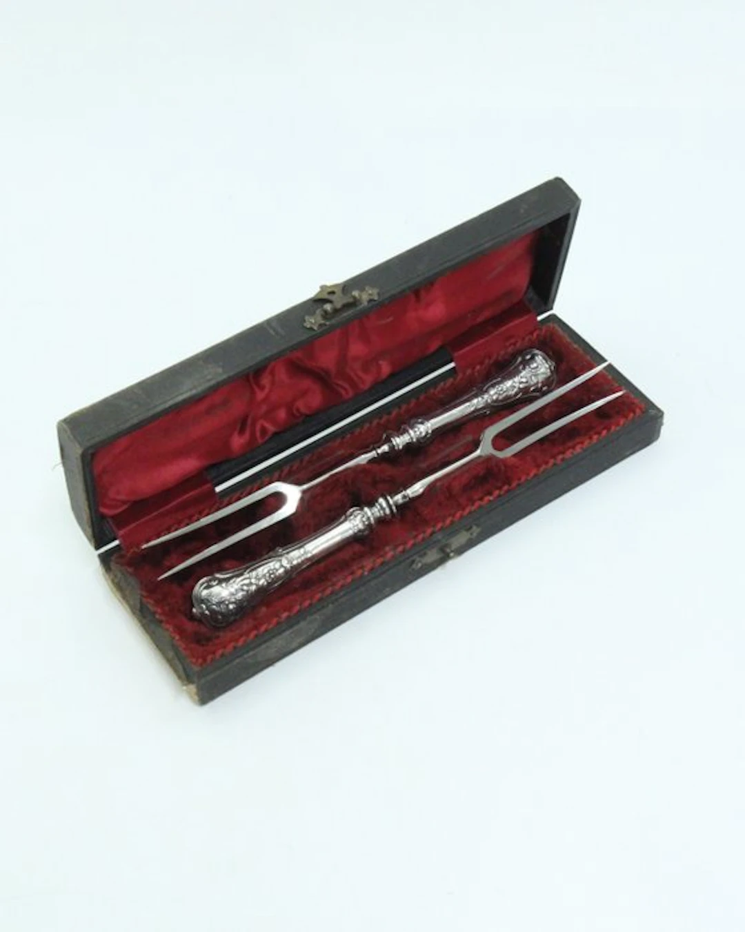 Set Art Nouveau (1868-1920) Zuur/vleesvorken in originele etui - C.J