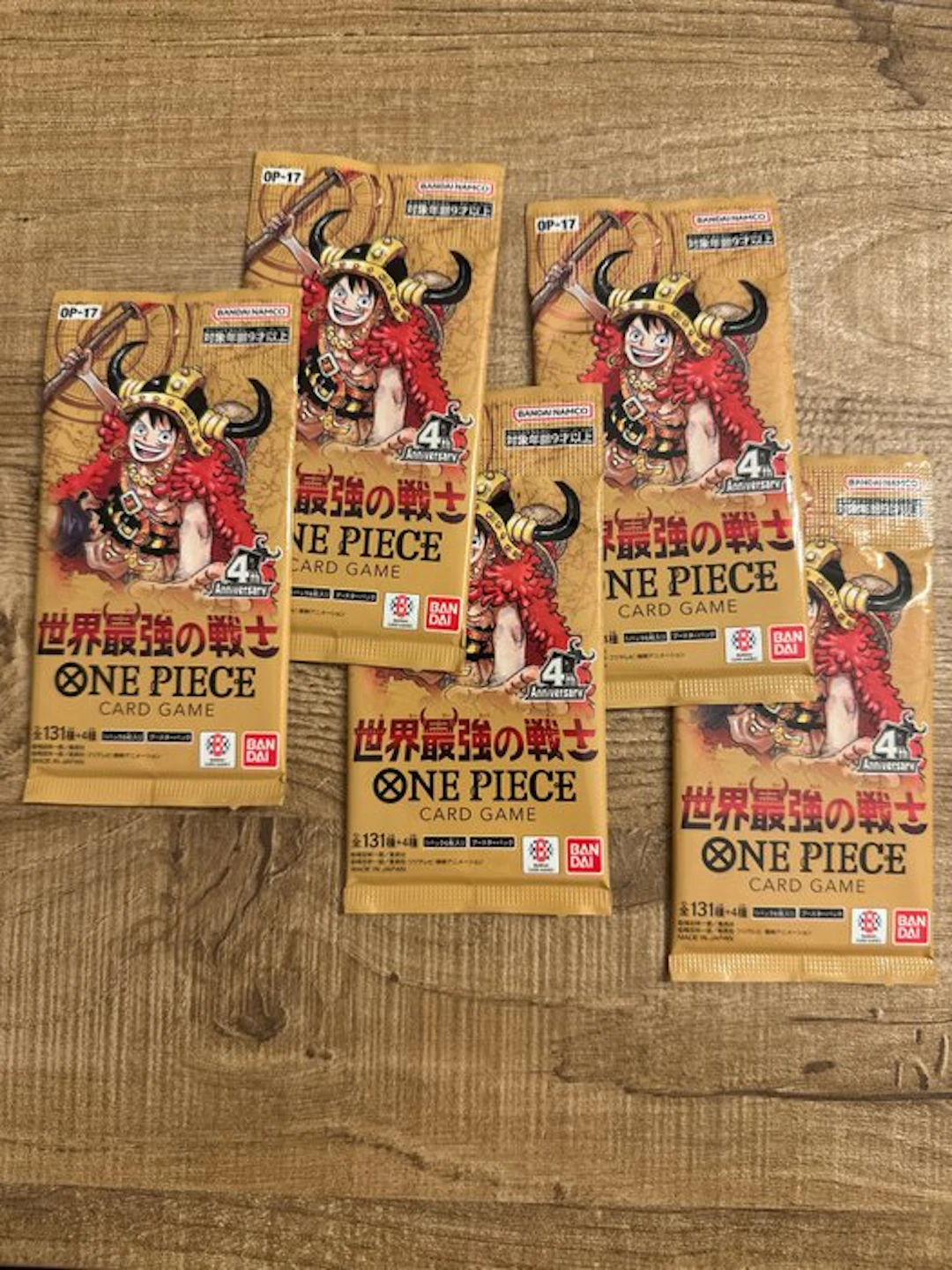 Bandai - 5 Booster pack - One Piece - ONE PIECE Card Game 4th Anniversary