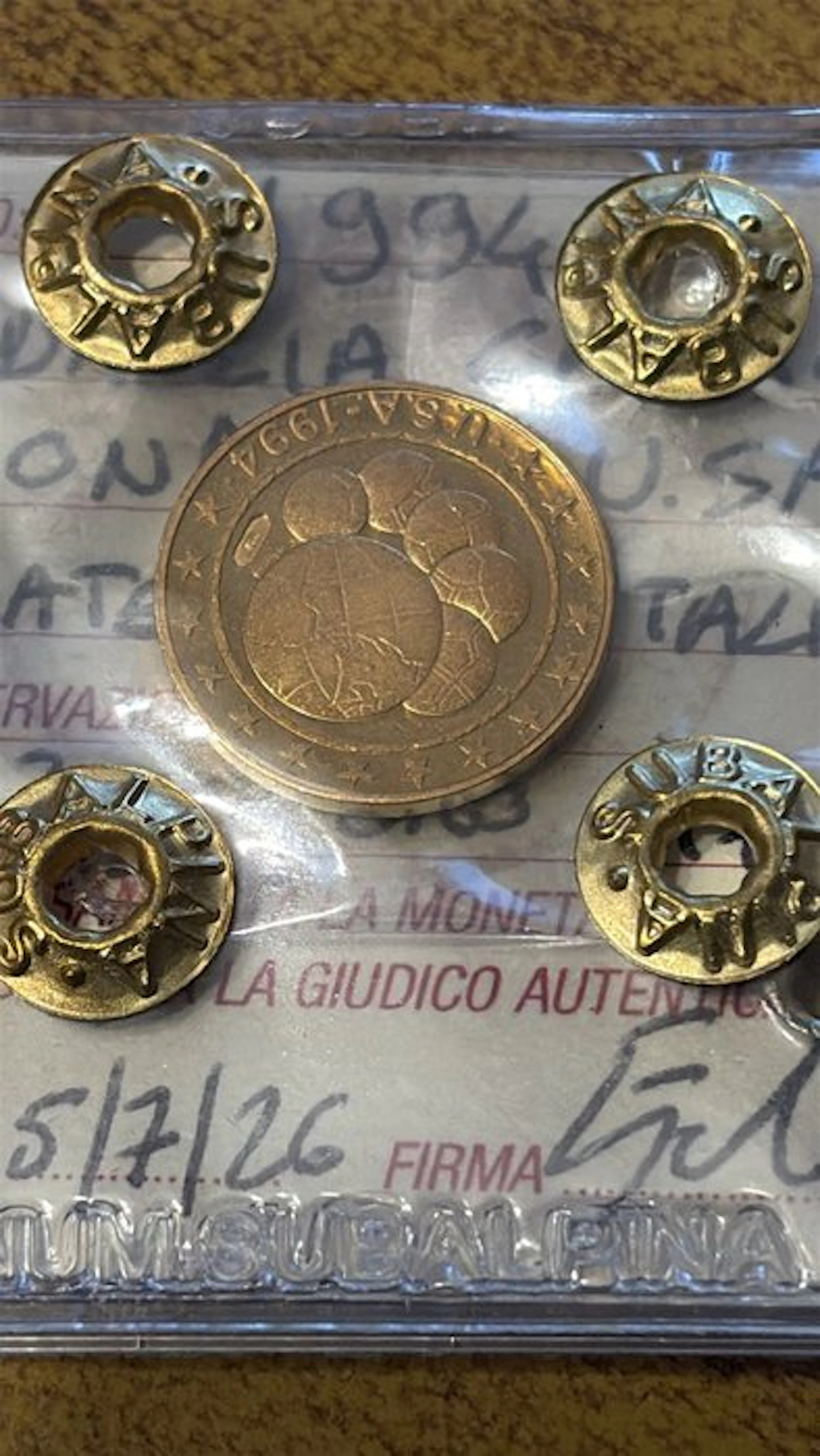 Italy. Medaglia Calcio Mondiali Usa 1994