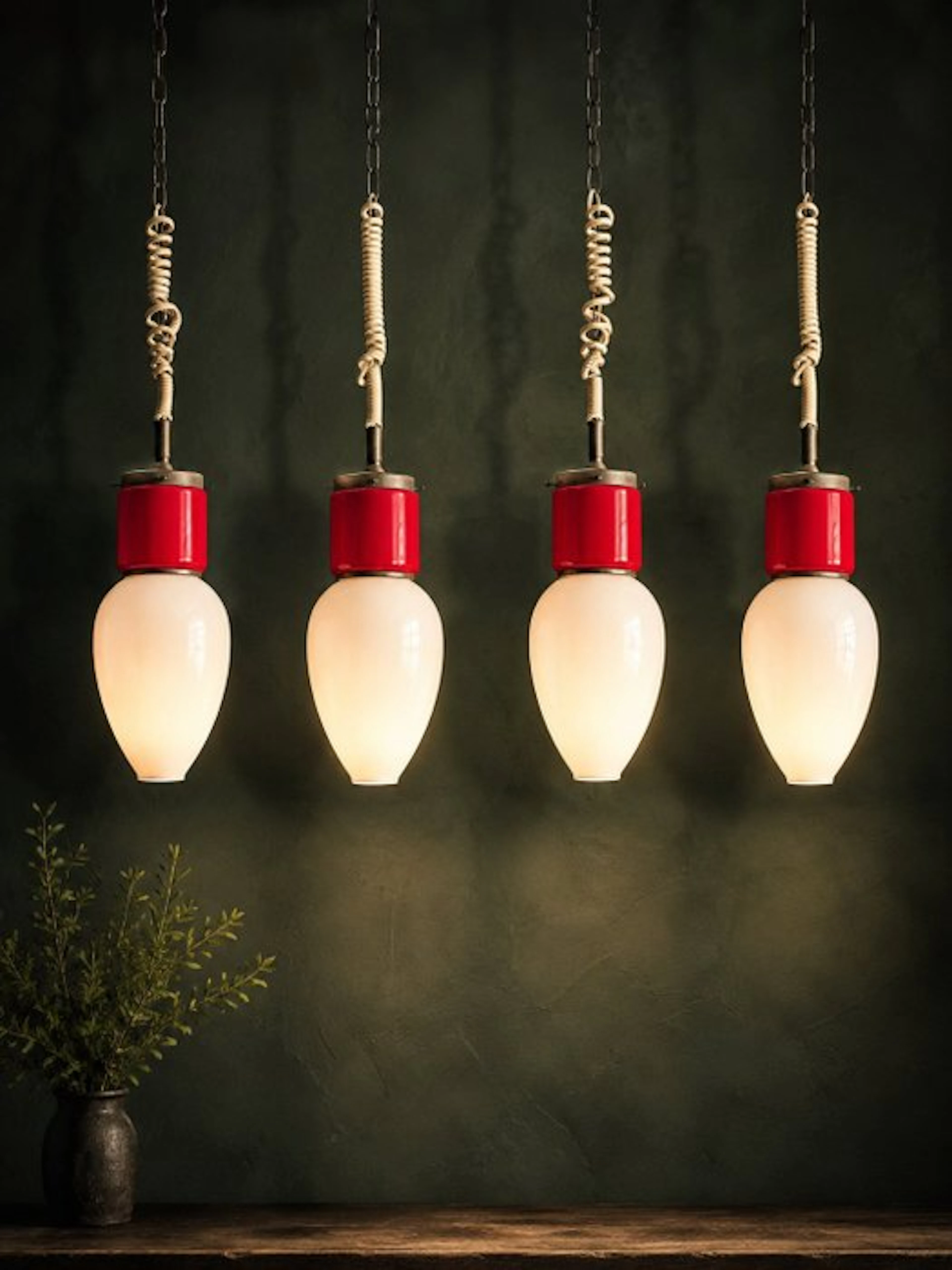 Hanging lamp (4) - Opaline glass - Italy Vintage