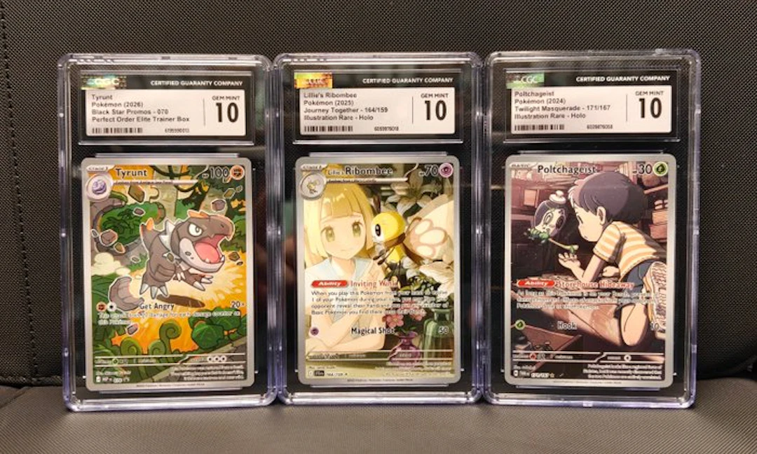Pokémon - 3 Graded card - Ribombee, Tyrunt, Poltchageist 164, 70, 171 - CGC 10