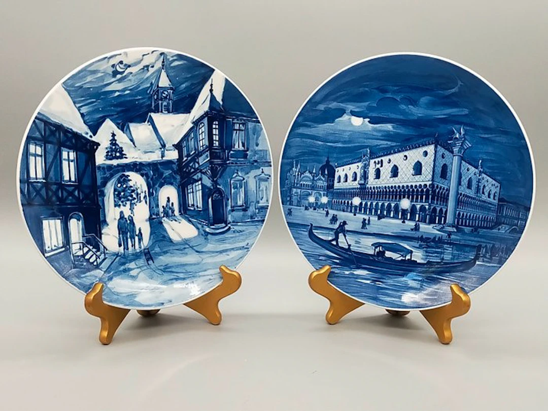 Meissen - 2 Wandteller Porzellan Blaumalerai 1975 1976 - Wall plate - Porcelain