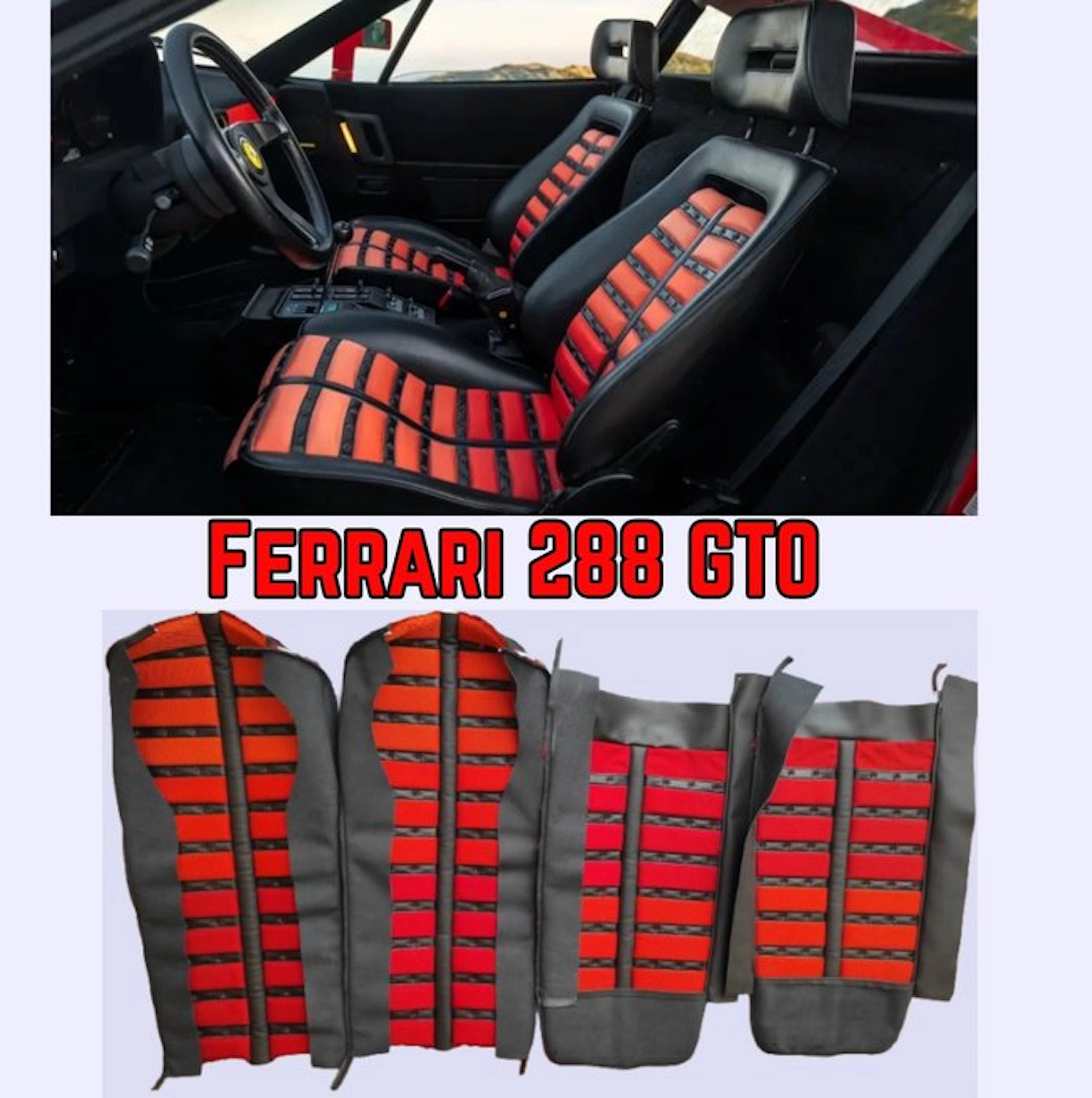 Ferrari 288 GTO 3 Tone Red Seat Inserts - Ferrari...