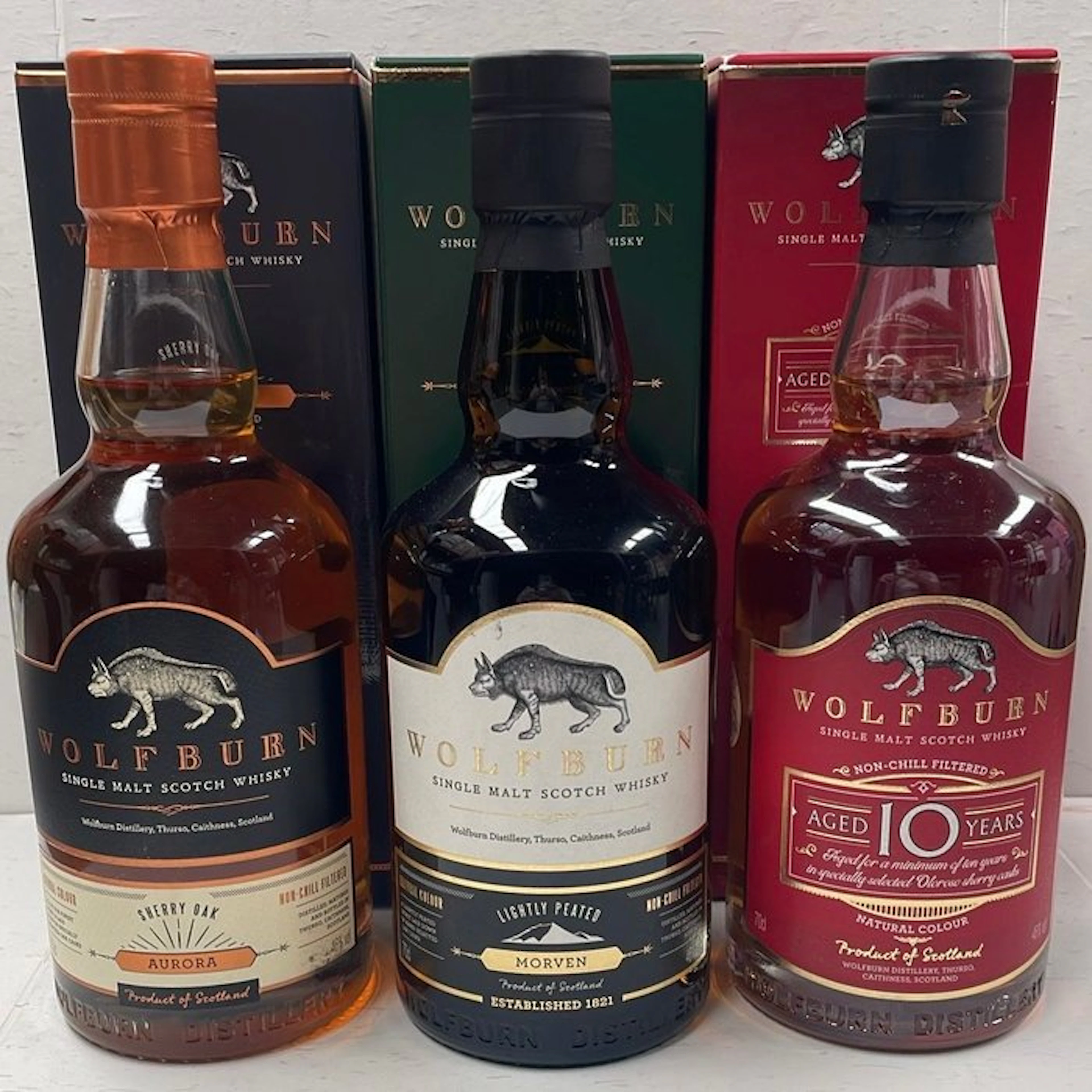 Wolfburn - Aurora, Morven & 10 years old - 70cl - 3 bottles