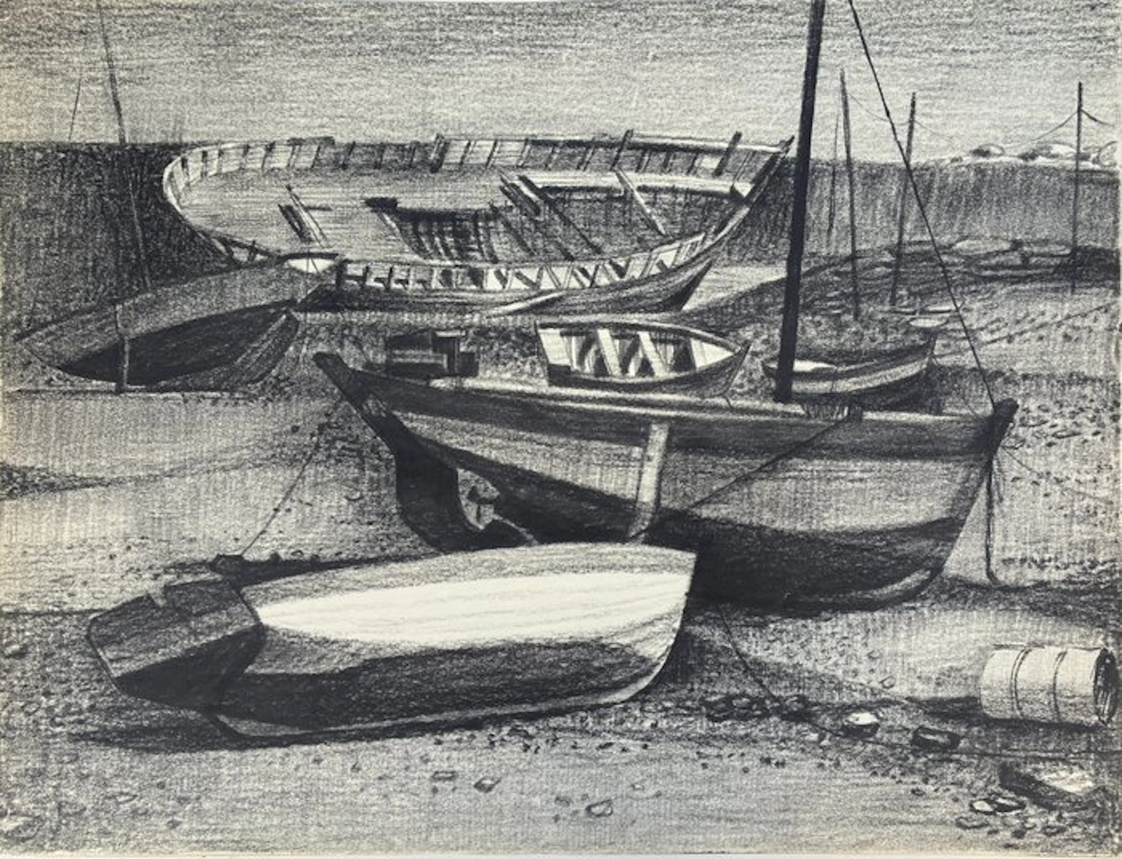 Raymond Legrand (1920-2019) - Marine - Bateaux au port en...