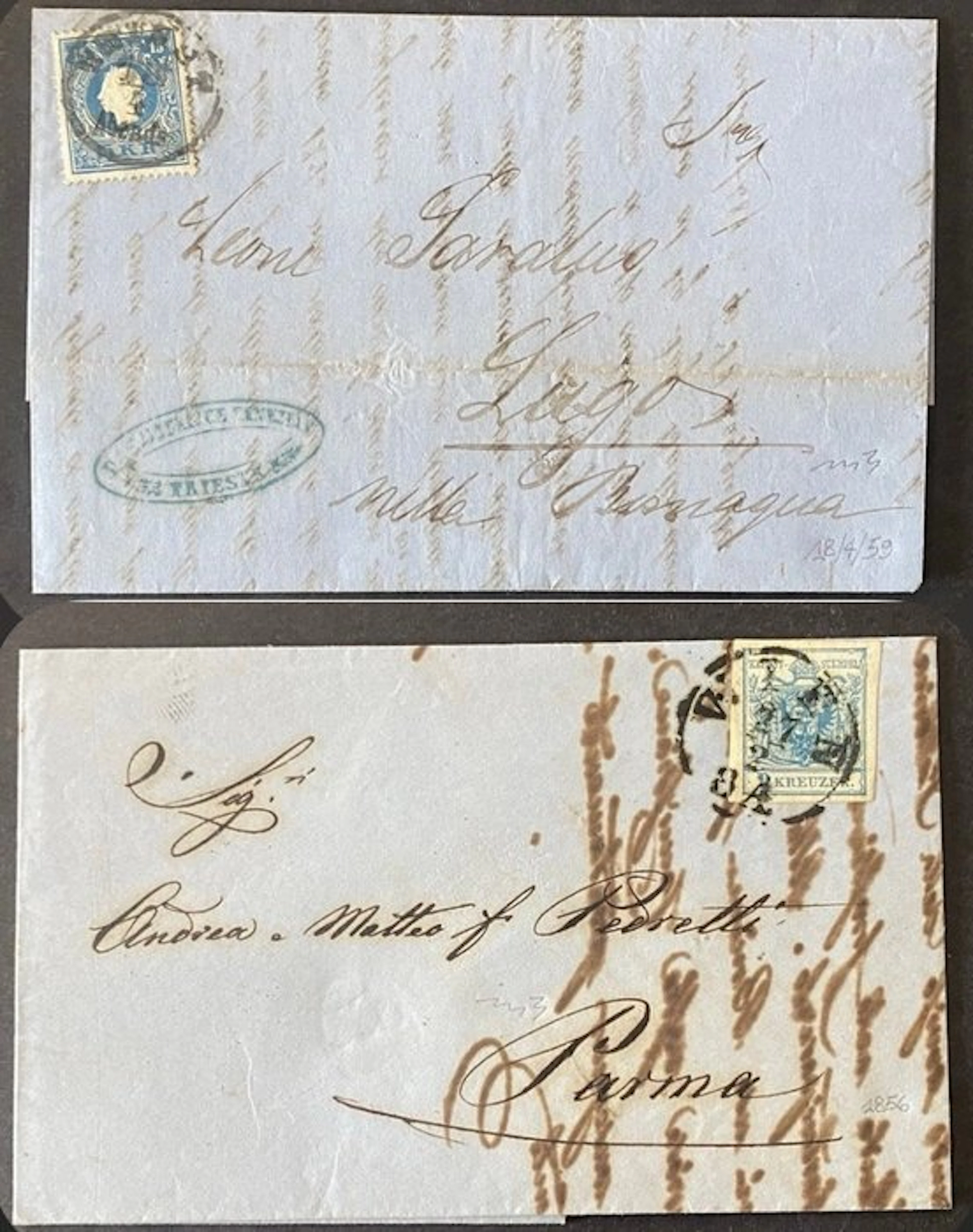 Austria 1853/1859 - Austria/ Italian states 1853/1859 postal history 2 covers