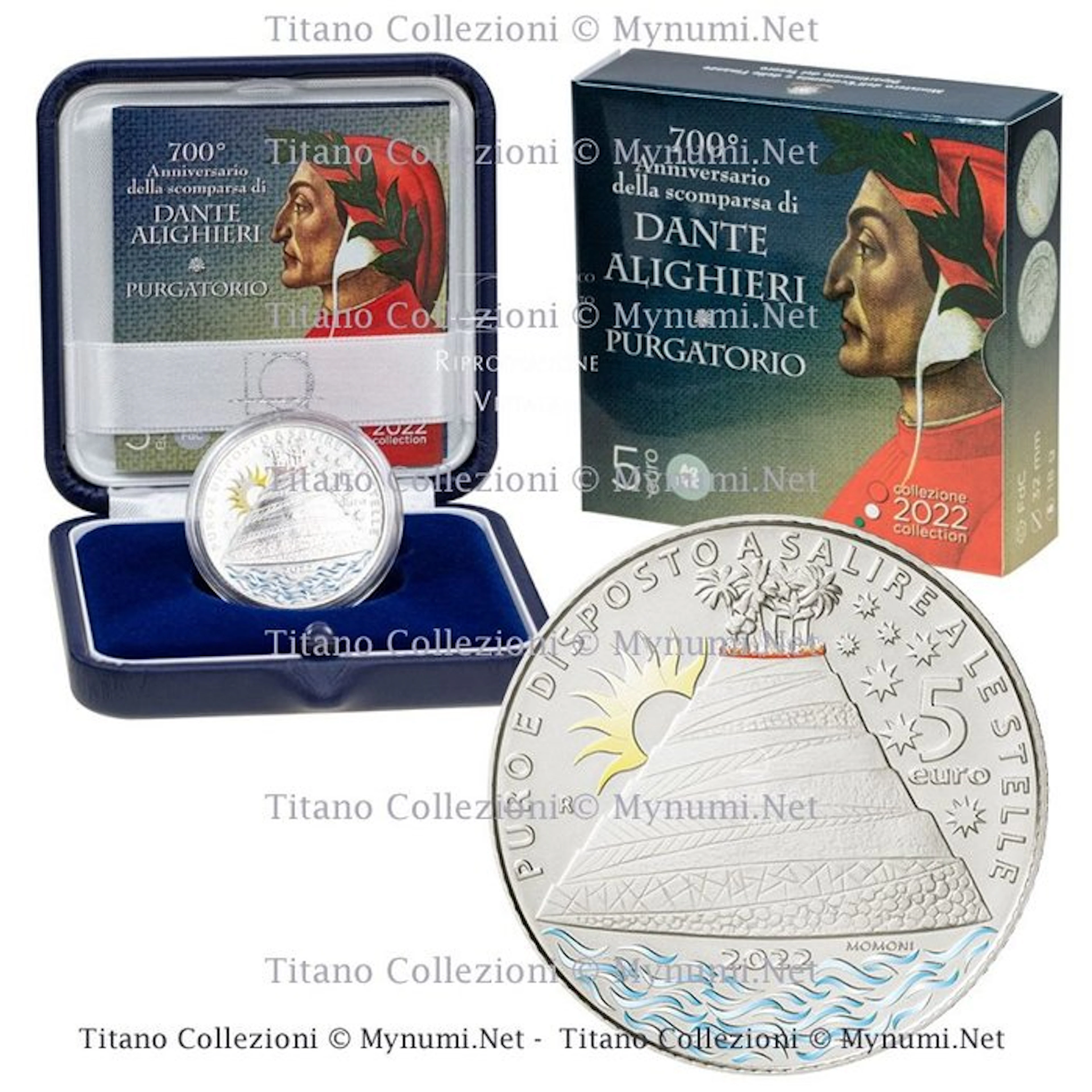Italy. 5 Euro 2022 "Dante Alighieri - Purgatorio" (No reserve price)