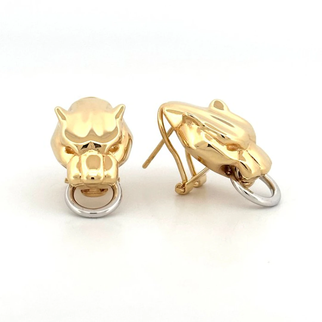 Earrings - 18 kt. Yellow gold, White gold - panther