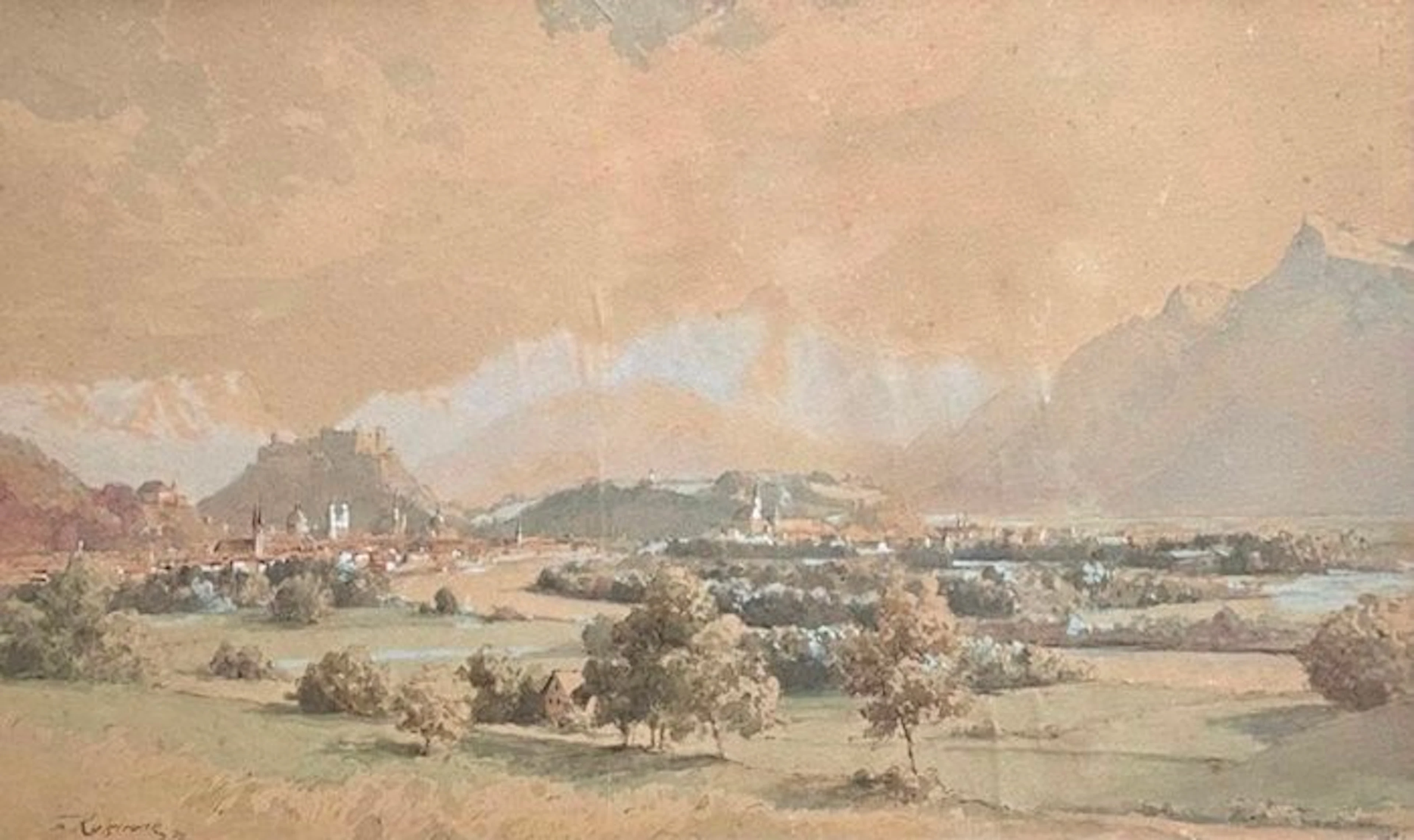 Franz Kulstrunk (1861-1944) - Veduta di Salisburgo