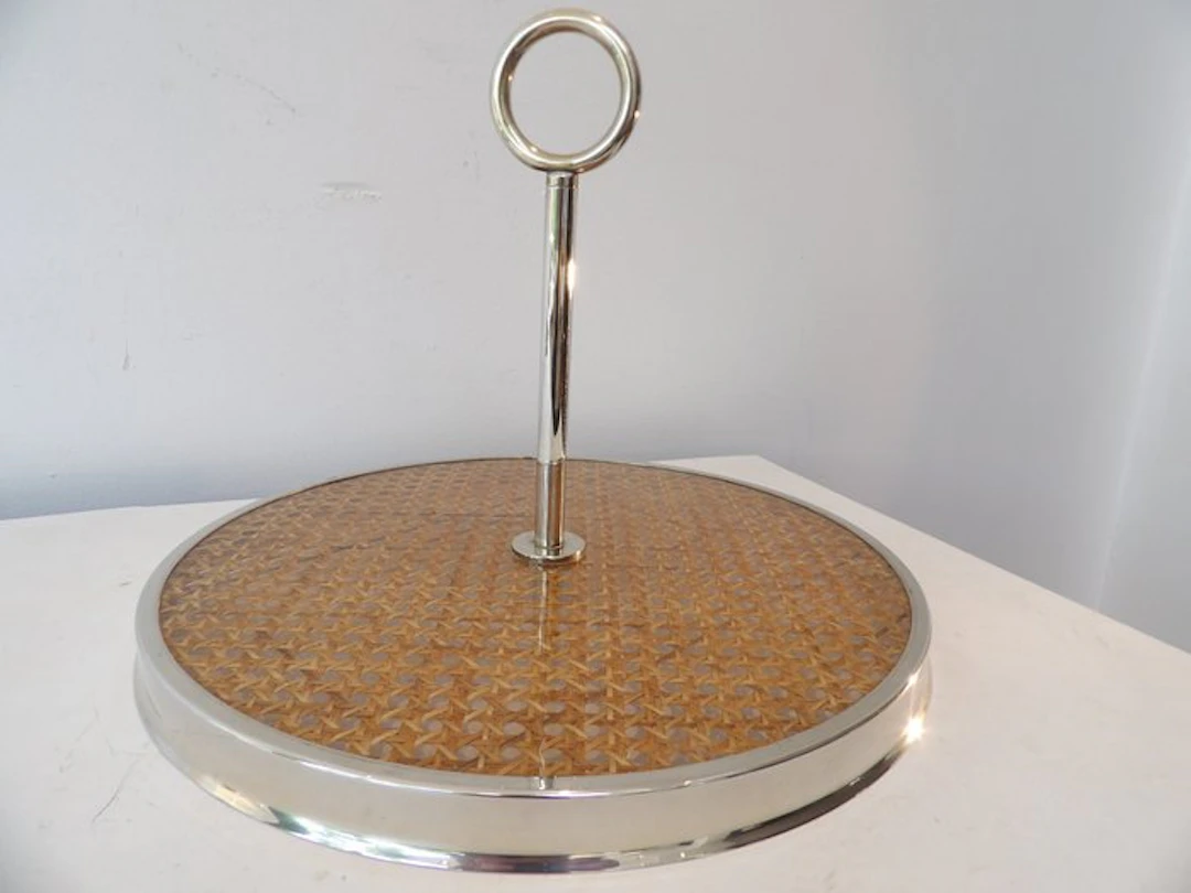 MPEA - Serving tray - Silvered/Plexiglas/Rattan