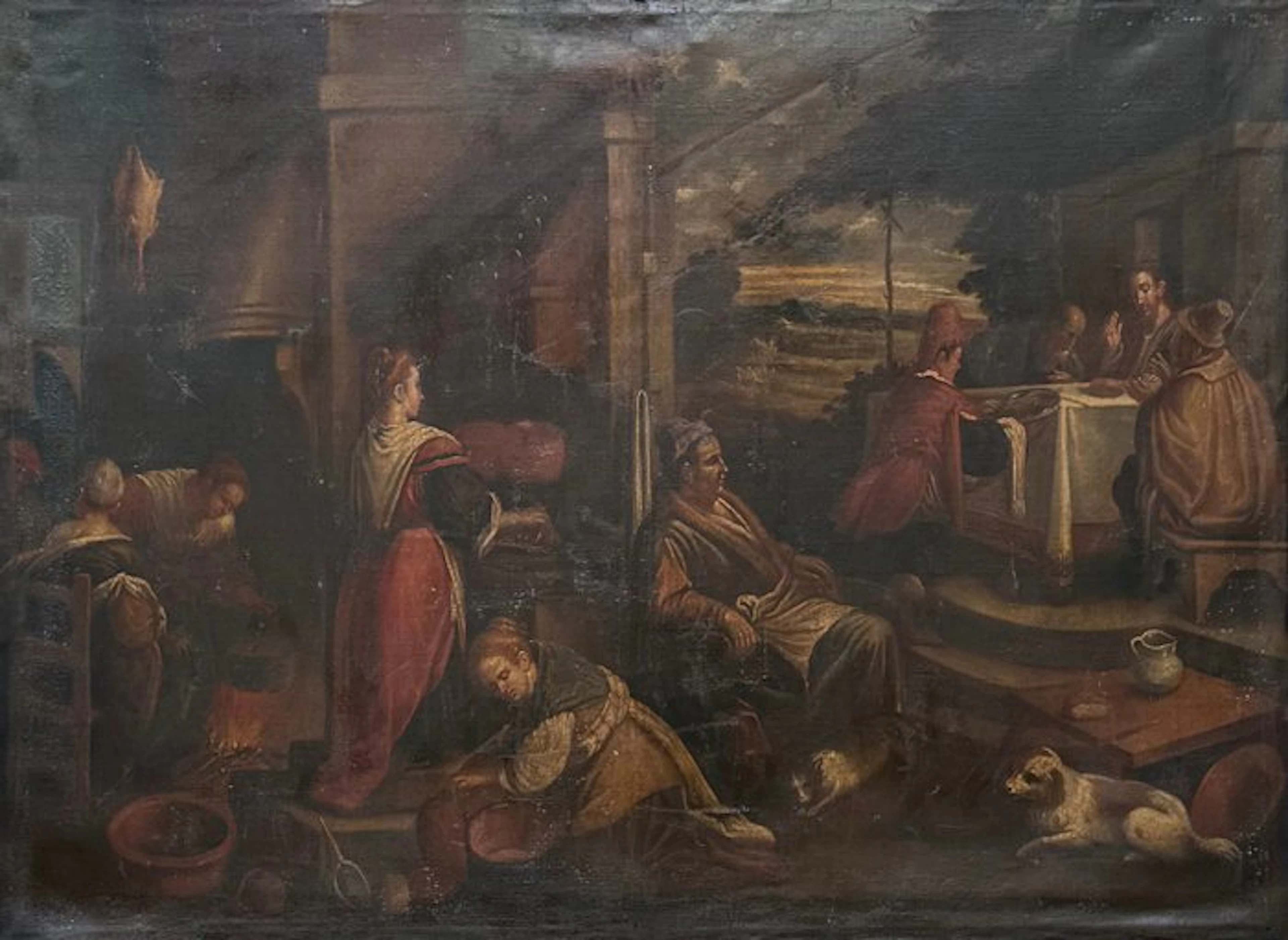 Jacopo Bassano (1515-1592), Follower of - Escena bíblica de mercado