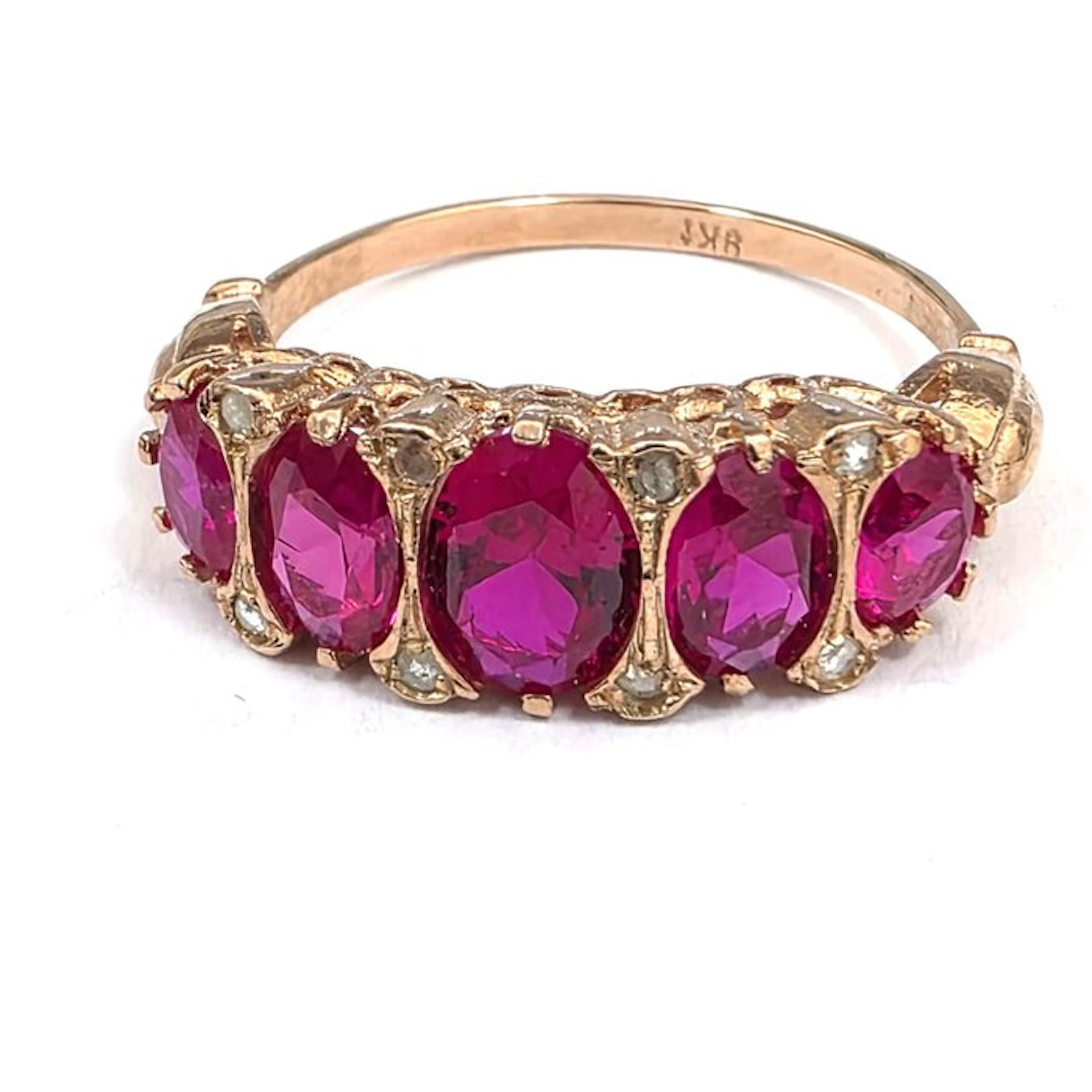 No reserve price - Ring - 9 kt. Rose gold, Silver Spinel - Diamond