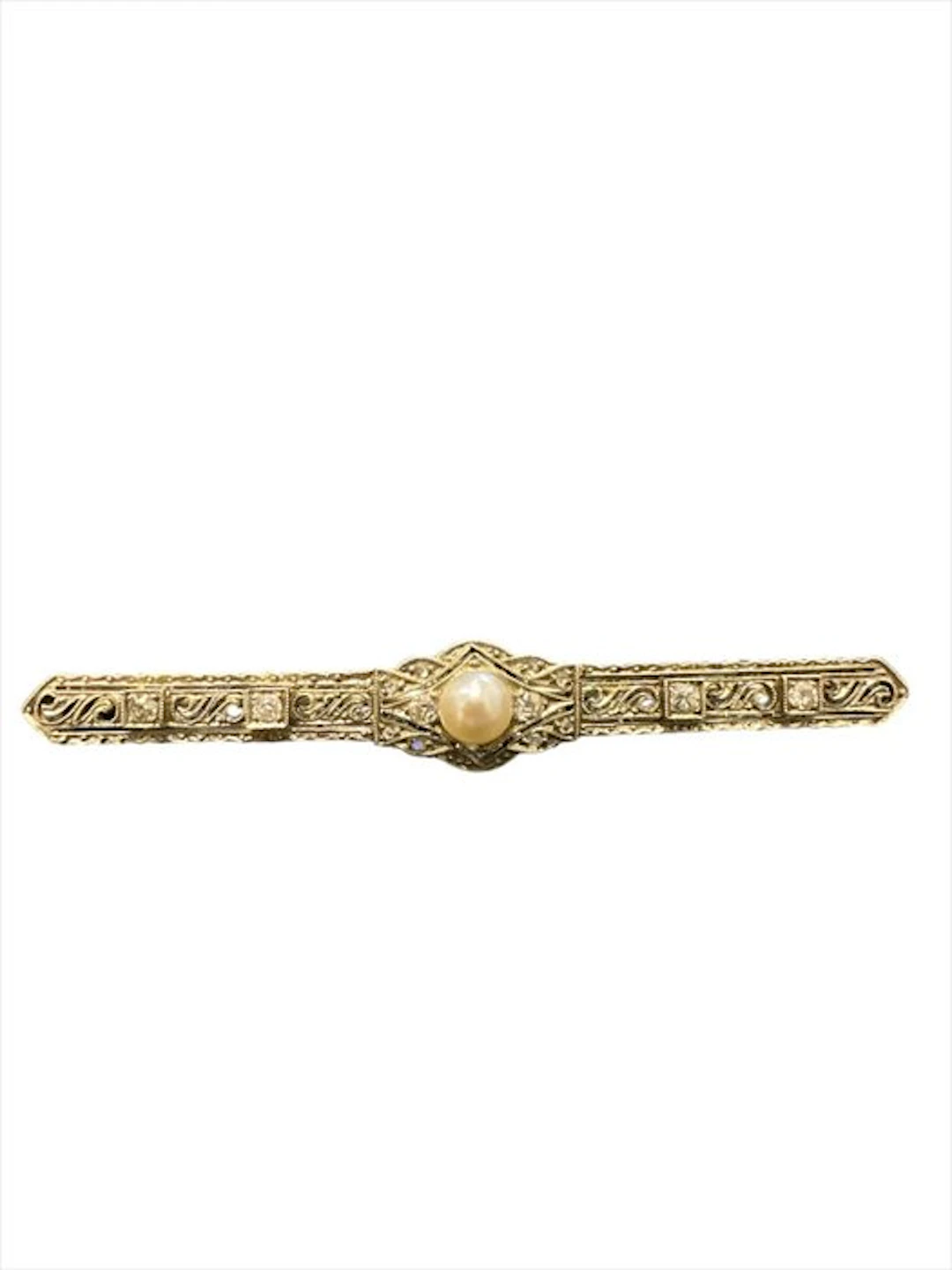 Brooch - 14 kt. White gold Pearl - Diamond
