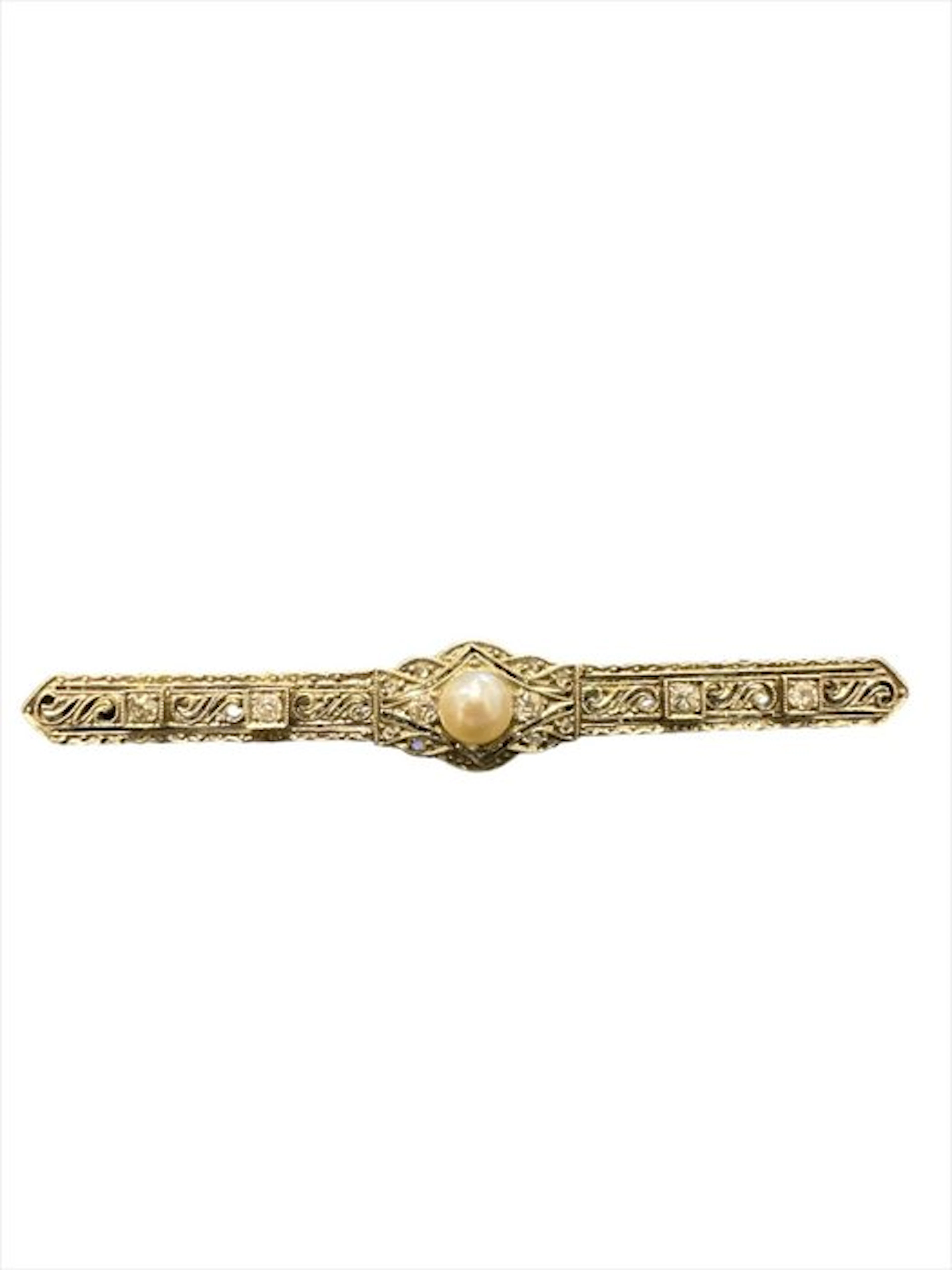 Brooch - 14 kt. White gold Pearl - Diamond